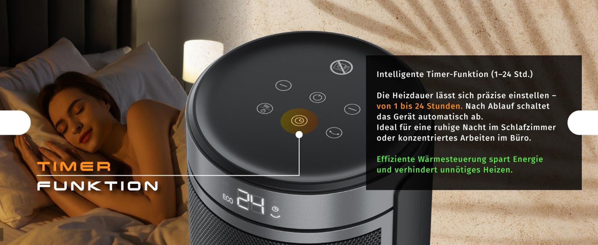 Brandson Keramik Heizlüfter 1500 W, Timer-Funktion
