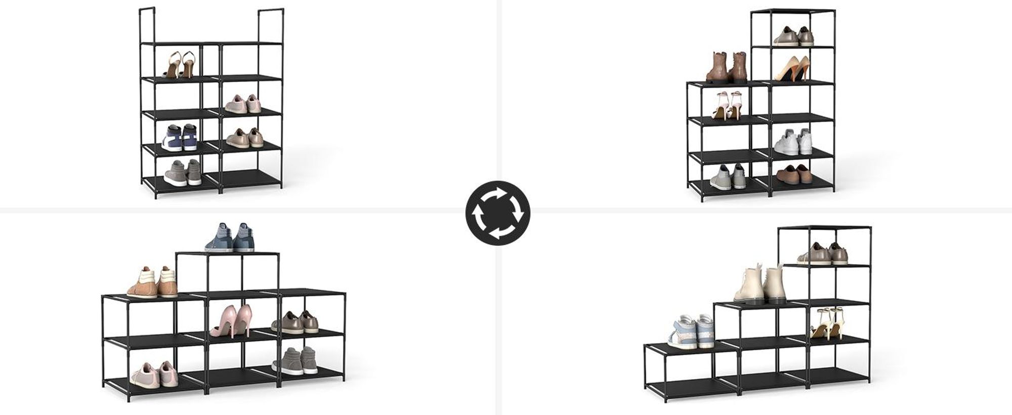 Sekey Schuhregal Schuhschrank mit 10 Ebenen , Schuhständer für 10 Paar Schuhe, Schuhablage für Flur, Wohnzimmer, Eingangsbereich