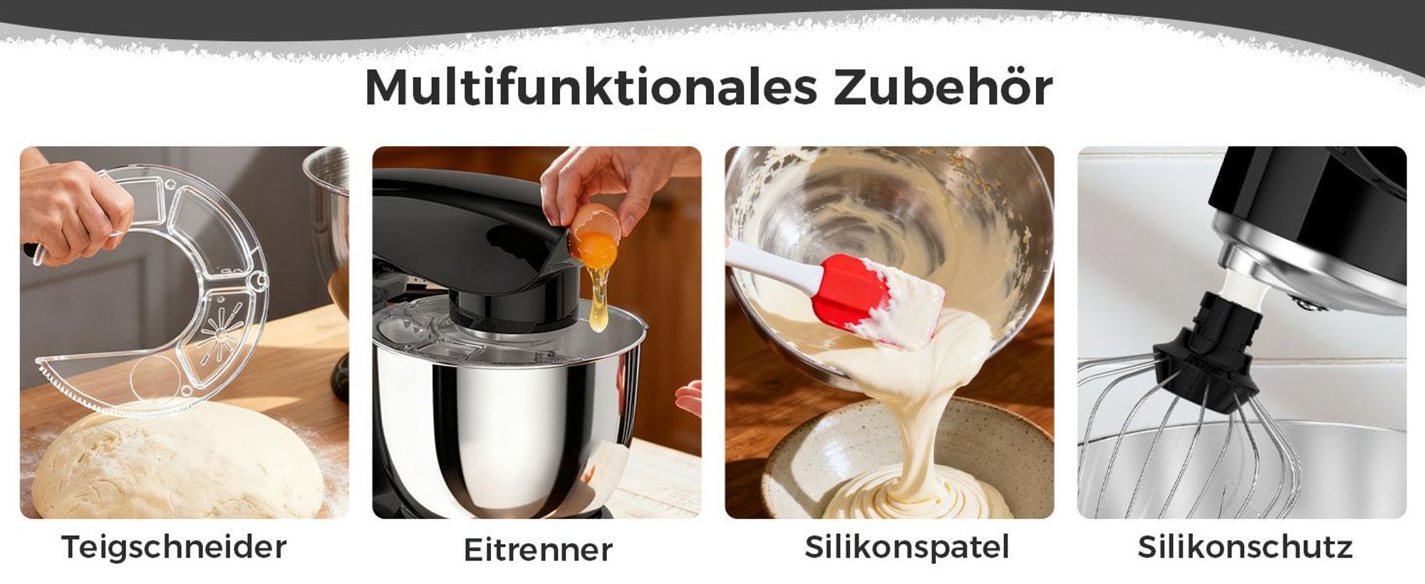 YASHE 1500W Küchenmaschine Knetmaschine mit 4,5+5L Edelstahlschüsseln