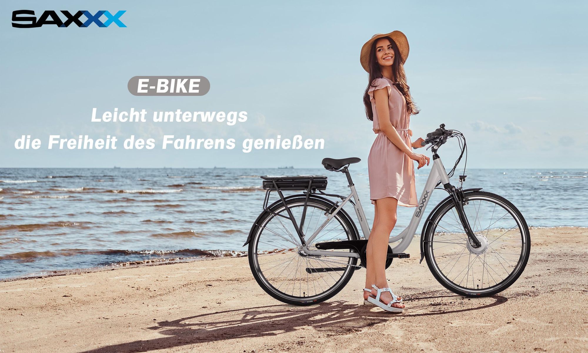 SAXXX E-Bike, ADVANCED Plus Wave Tiefeinsteiger Elektrofahrrad, 375Wh integrierter Akku, Shimano Nexus 3-Gang, City E-Bike