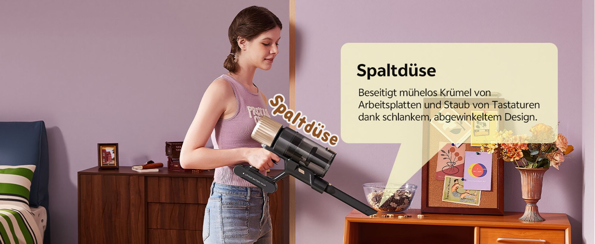 Ultenic UL15P Akku Staubsauger,kabelloskabellos,70000PA/65min,6-Filtersystem,8×2200 mAh abnehmbarer Akku,180°-Reinigung/Selbststehend