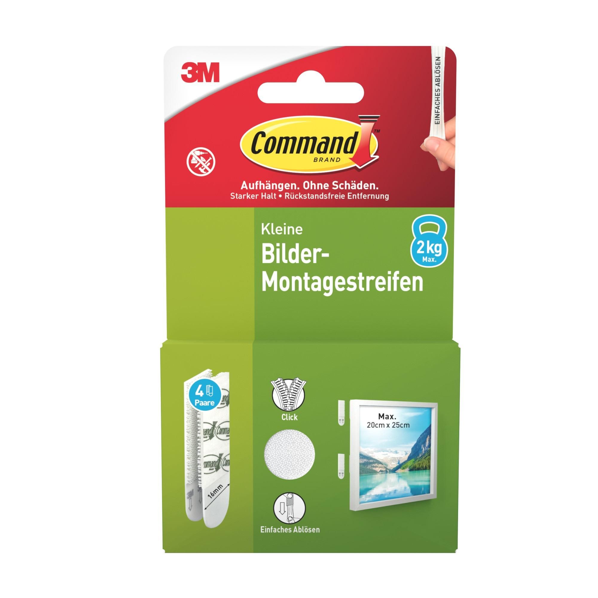 Command™ Bilder-Montage-Strips, Weiß, Klein, 4 Paare, Selbstklebend ohne Bohren