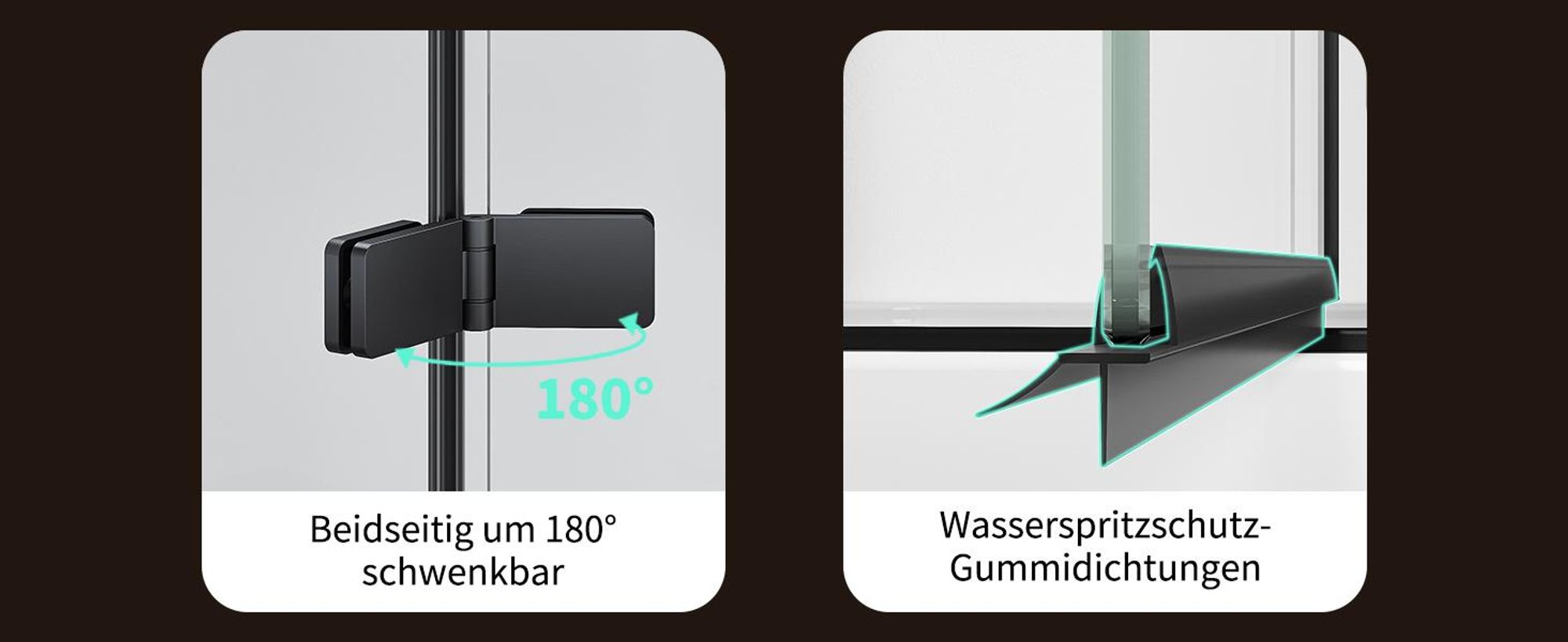Duschabtrennung 120x140cm Duschwand für Badewanne 2-Teilig Faltbar Badewannenaufsatz Klar Schwarz ESG GLAS Badewannenfaltwand
