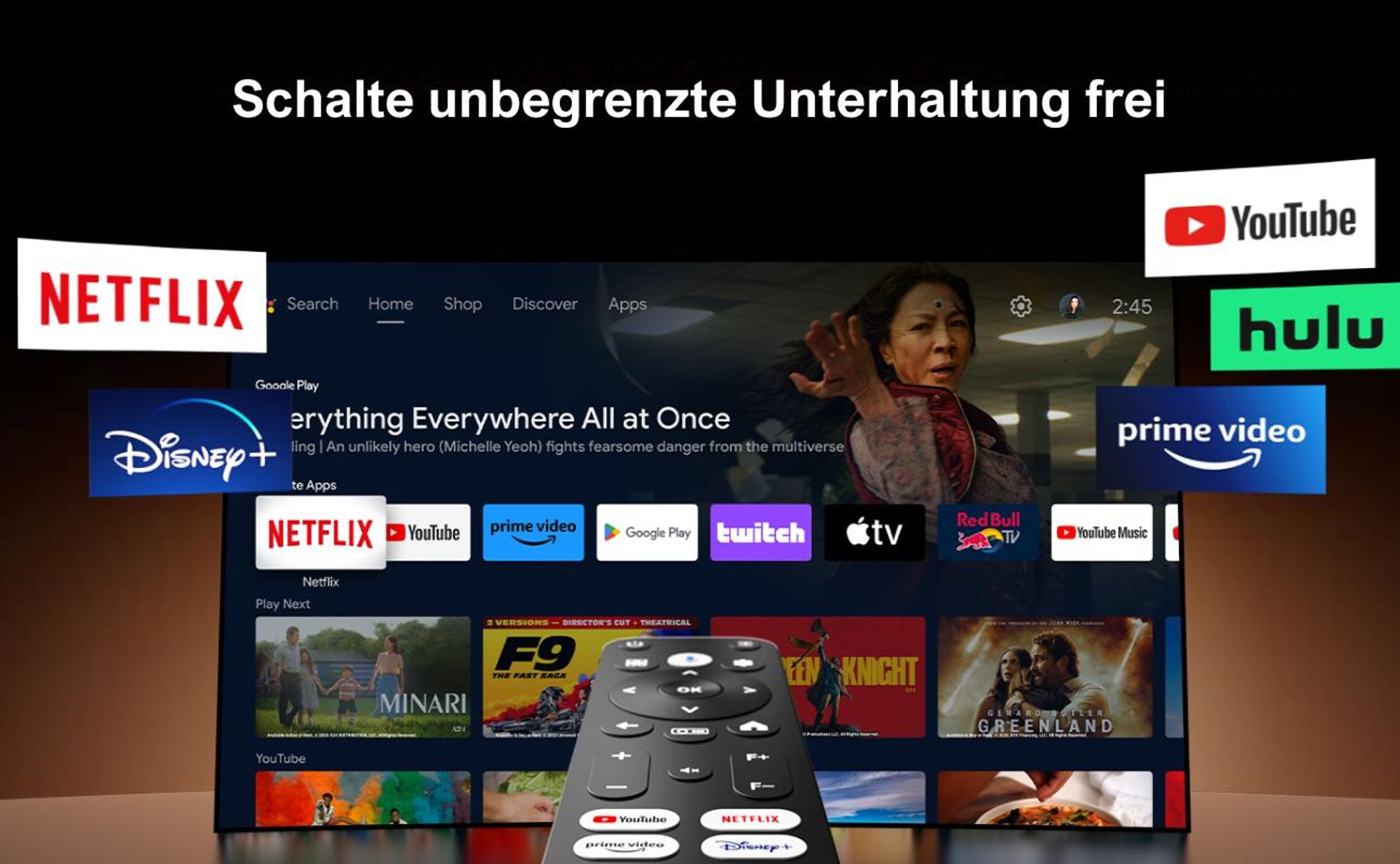 ULTIMEA Nova C40 Beamer mit 4K Dekodierung und Android TV 11.0 Beamer 1000:1, Dolby Audio, 900 ANSI, HDR10&HLG, mit 90° Gimbal Stand-freiem Design