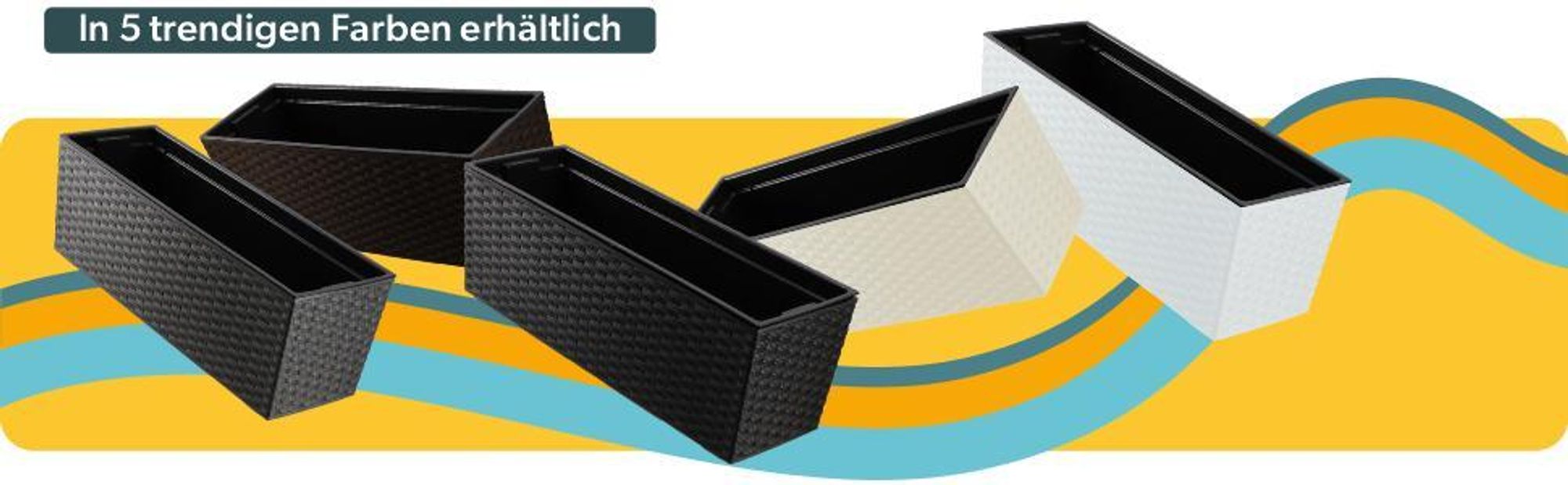 KADAX Blumentopf mit Einsatz "Murano", 56 cm, Mit Halterungen, Rattanmuster, Grafit