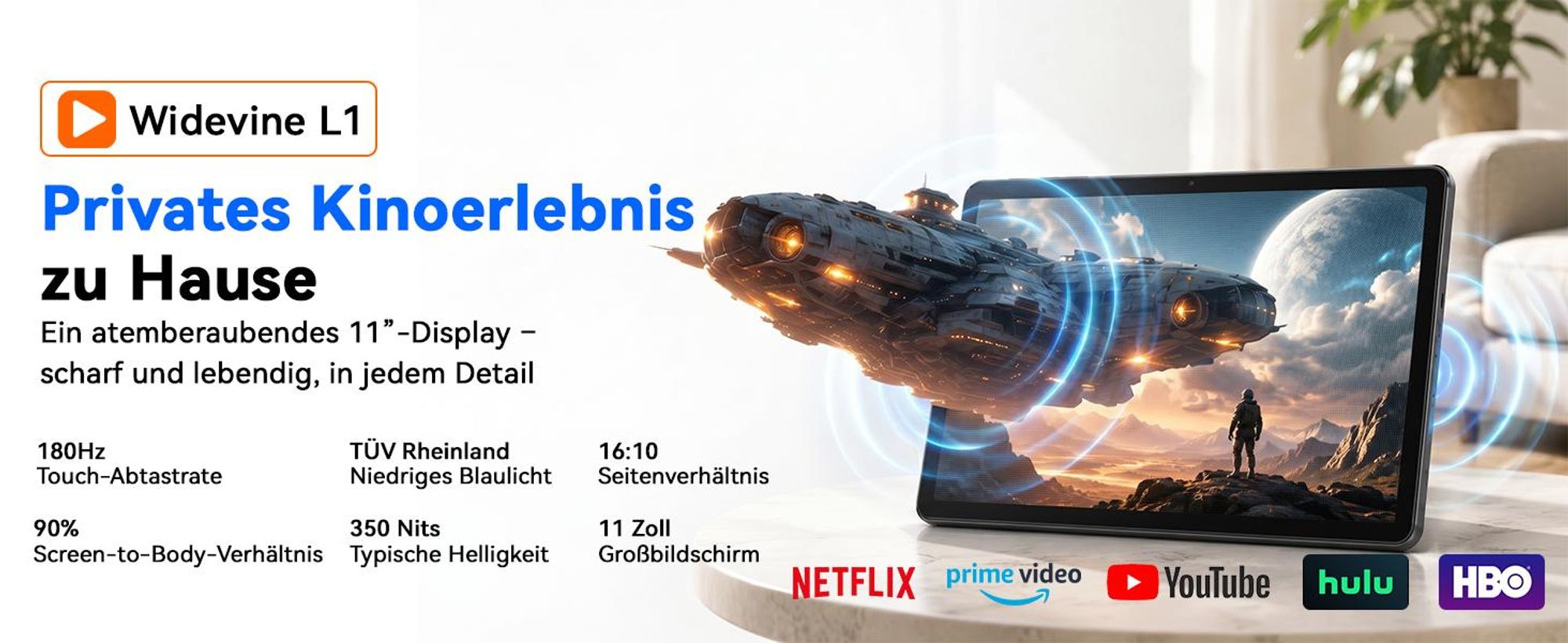 TABWEE T70 11“ Tablet, 32(8+24)+256GB, Android 16, 8000mAh, BT5.0, Face ID, Widevine L1, Rheinland, Umfasst Tastatur, Maus, Eingabestift usw