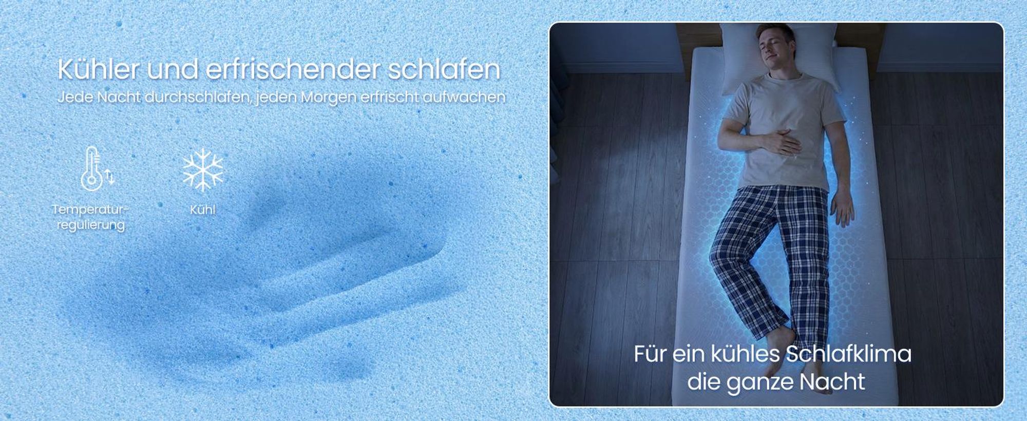 Kaltschaummatratze Gel-Memory-Schaumstoff , mittelfest, H3, 7-Zonen-Unterstützung, atmungsaktiv, Abneh
