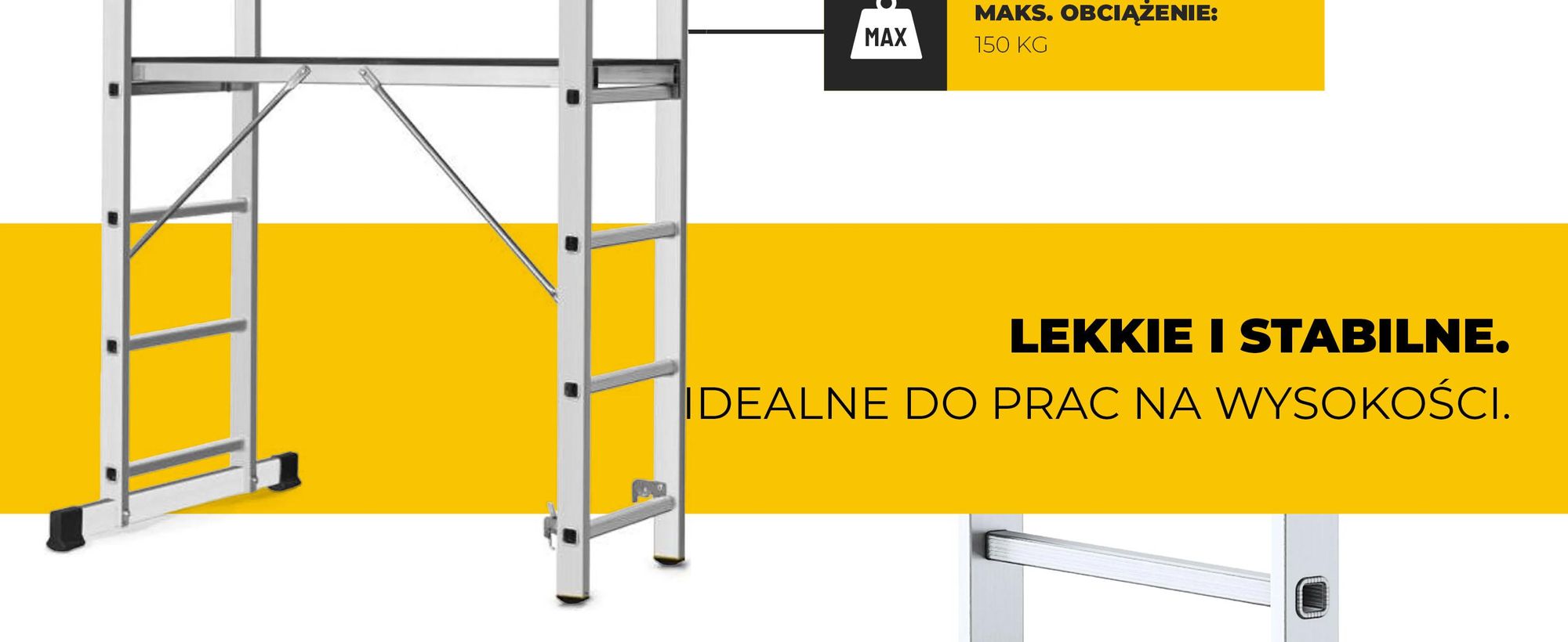 Drabest | Rusztowanie aluminiowe, rusztowanie aluminiowe 2x6, drabina - rusztowanie, nośność platformy: 150 kg, wymiary platformy: 46 x 150 cm