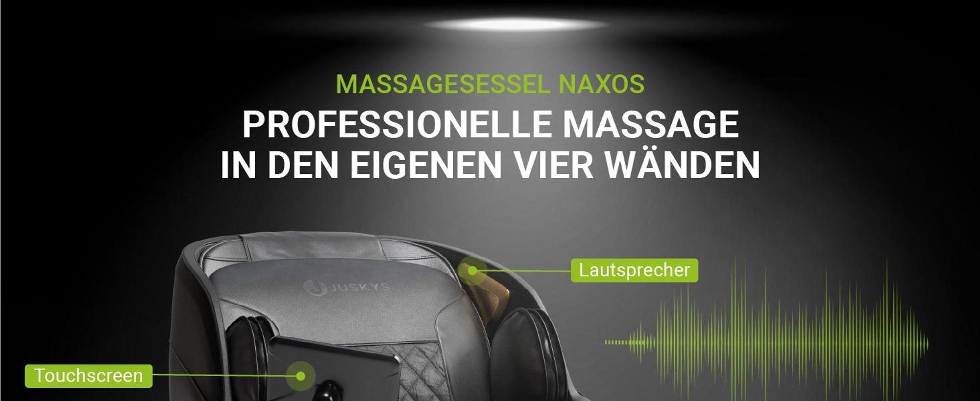 Juskys Massagesessel Naxos, elektronisch, Bluetooth & Heizung – Schwarz