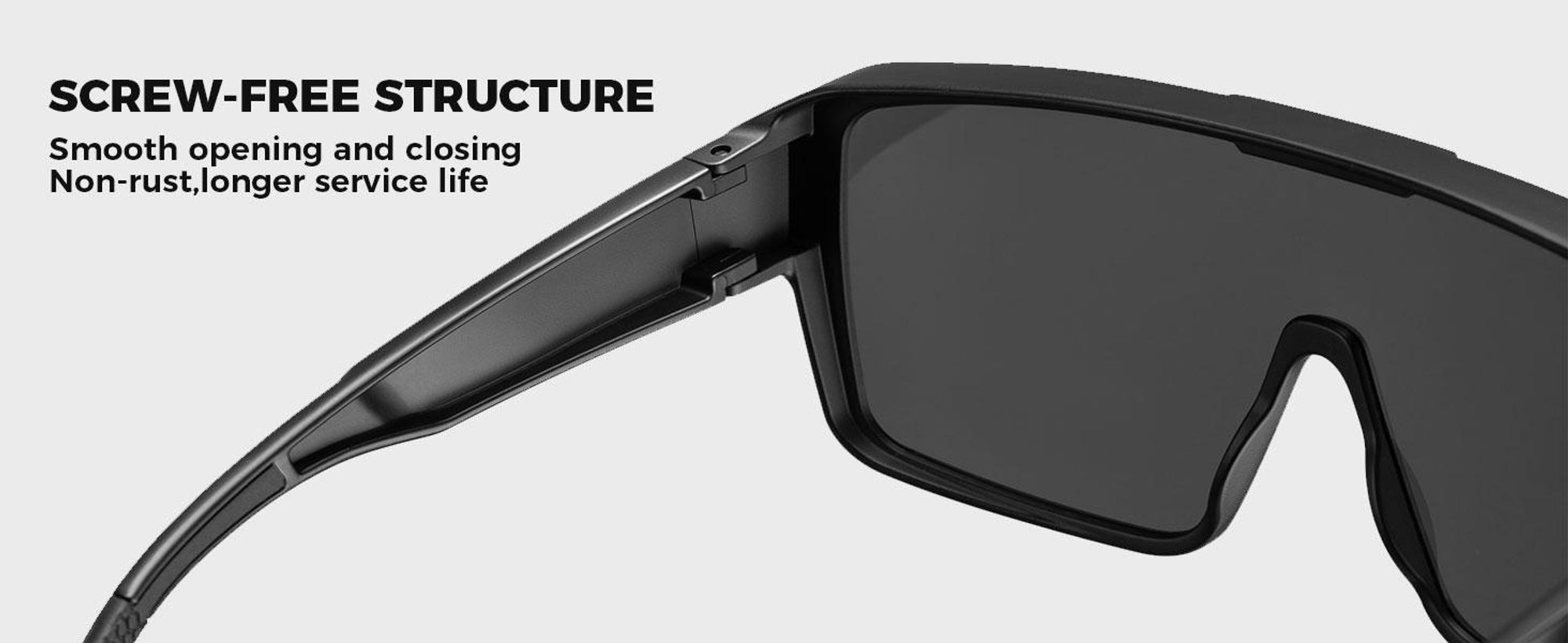 ROCKBROS Gafas Deportivas Polarizadas UV400 TAC PC Unisex Para MTB Pesca Running Golf Gris Polarizado