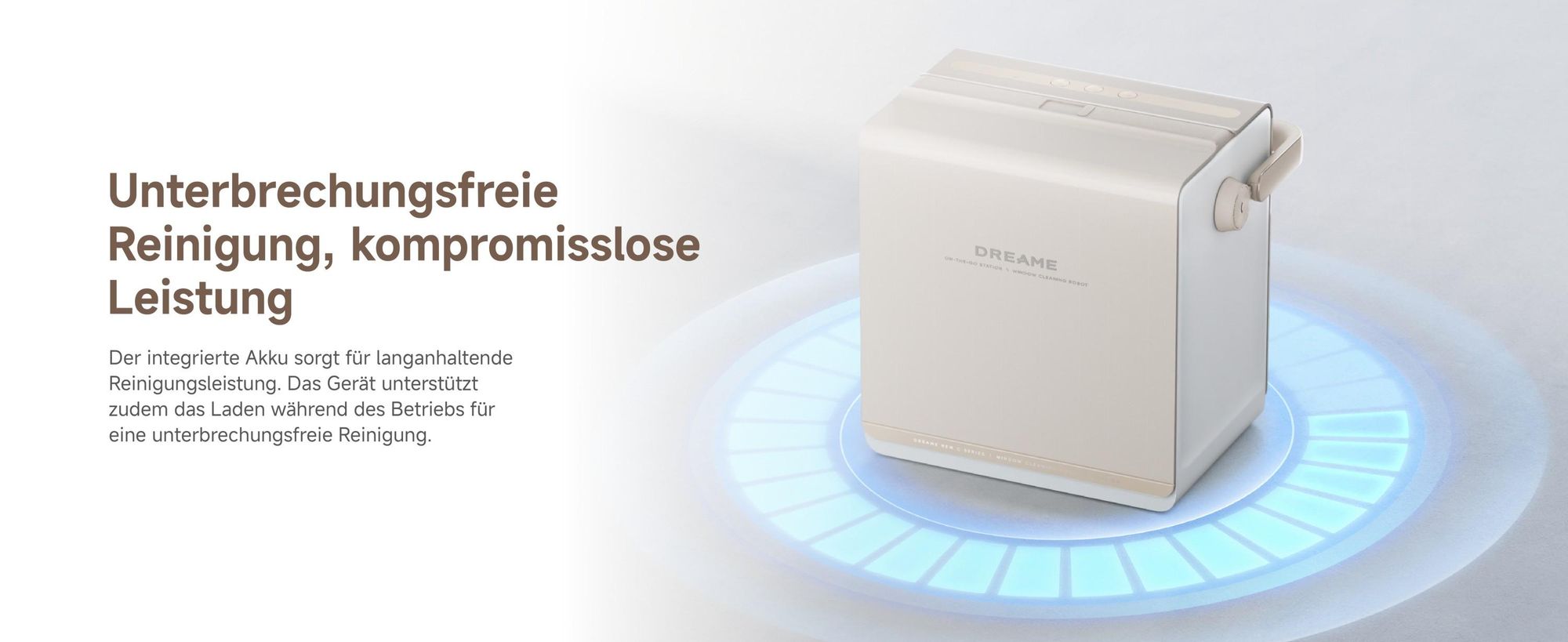 Dreame C1 Station S Kit Fensterputzroboter,Stabil und sicher,Nass-und Trockenreinigung,Dual-Spray,Intelligente Navigation,mobile Station,App,Creme