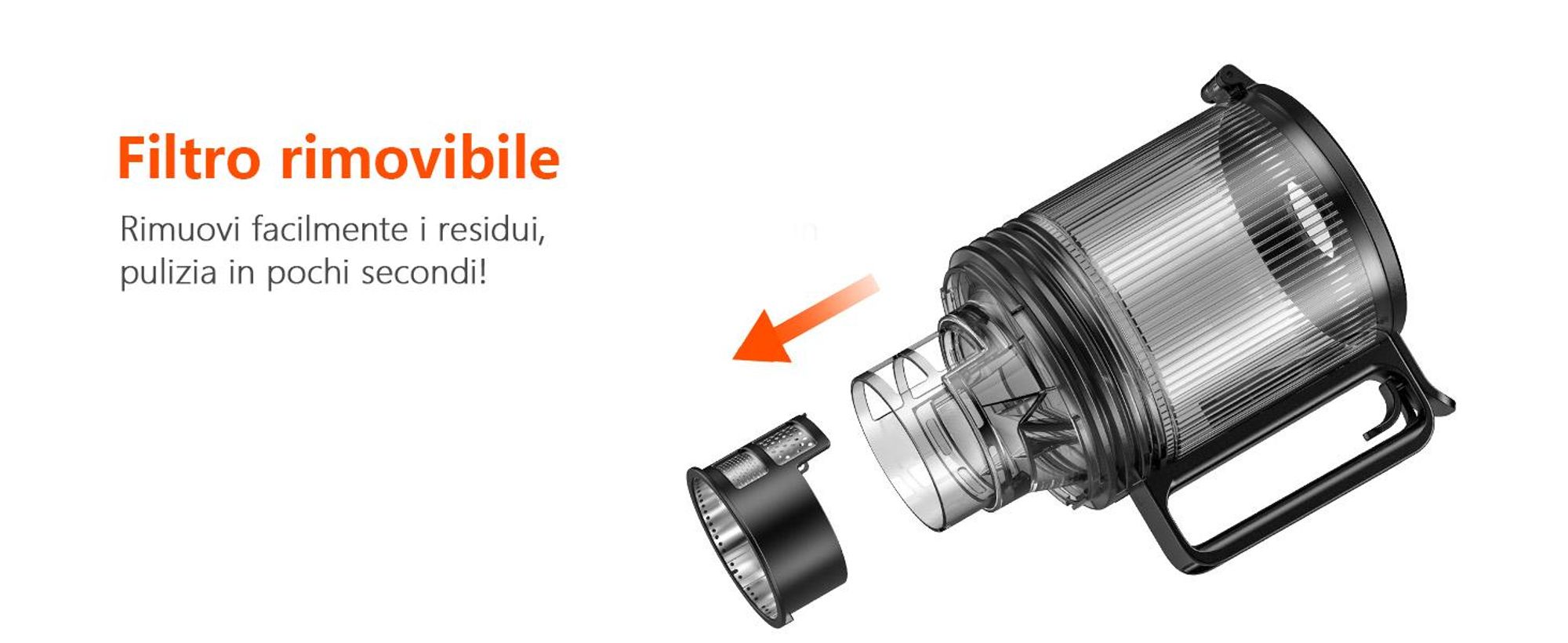 CelerySpec SJ-048-EU-SS Lento Spremiagrumi - 250W Potenza 1.8L Ampia capacità Due aperture di alimentazione da 130 mm e 45 mm - Argento