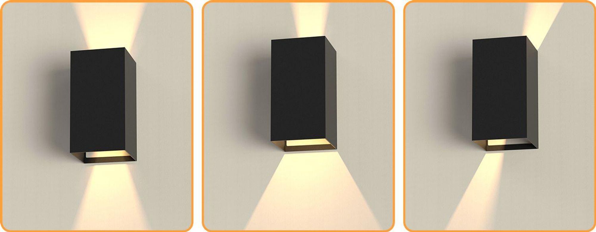 ZMH Led Wall Light Indoor & Outdoor Black Wall Lamp 02 Modern Up Down Warm White Corridor Lamp IP65 Waterproof Outdoor Wall Lamp 5W Adjustable Light Beam for Hallway Garden