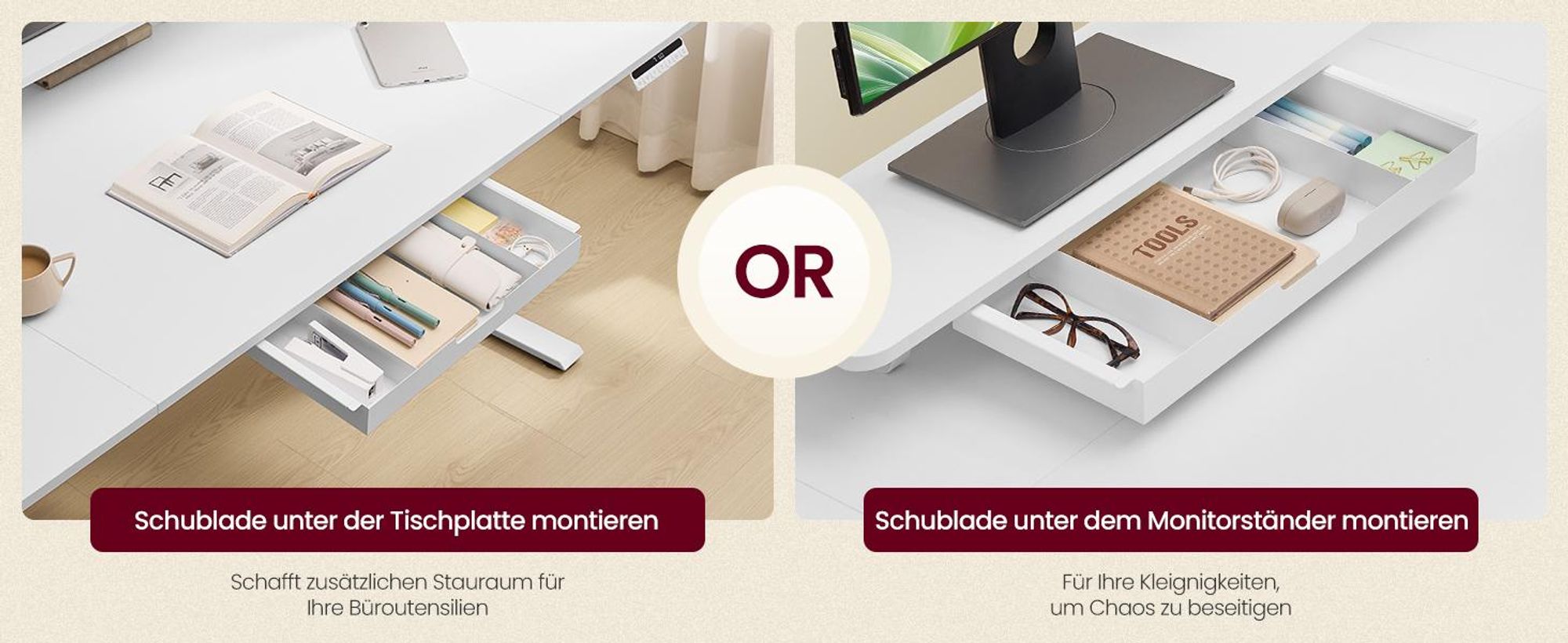 VASAGLE Höhenverstellbarer Schreibtisch, 160 cm, USB-C-Anschluss, Erinnerung bei langem Sitzen, flexibel montierbarer Monitorständer
