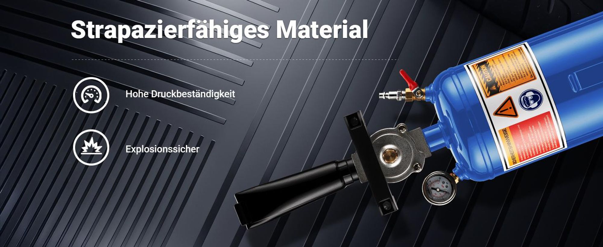 Wiltec Druckluft Reifenfüller 7 l, Reifen Booster mit 6-8 bar, Befüllhilfe für verschiedene Reifen, Reifenfüllkanone für Auto und Motorrad, tragbarer Reifenschockfüller