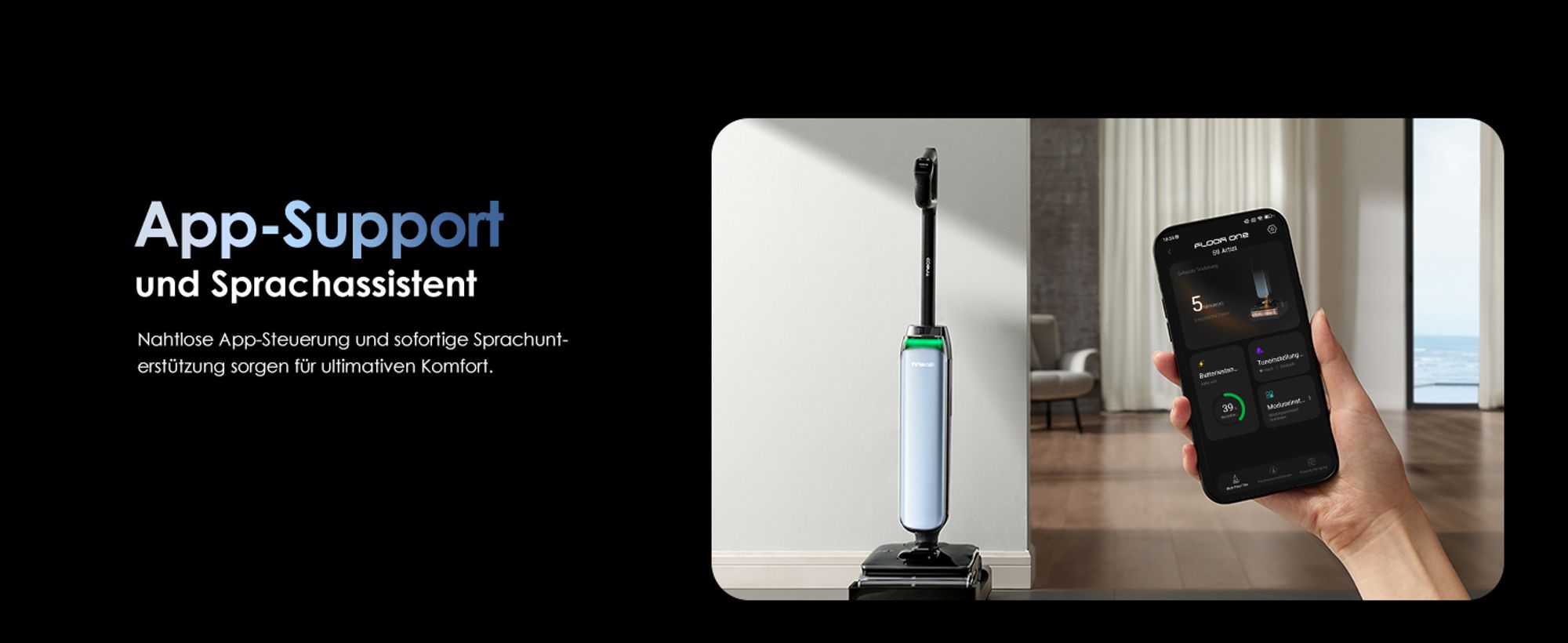 Tineco Floor One S9 Artist Nass Trockensauger, 22kPa 360° SmoothDrive, Anti-Tangle, Selbstreinigung, 50 Min. Laufzeit Beidseitige Reinigen, Stilvoller