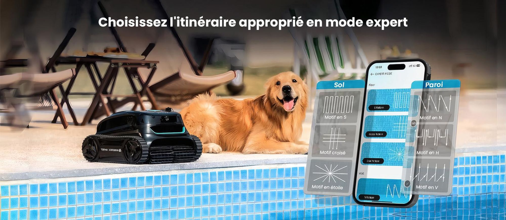 WYBOT S2 Vision : robot de piscine sans fil doté d'une caméra IA intégrée, avec une autonomie de 210 minutes et 8 modes de nettoyage différents