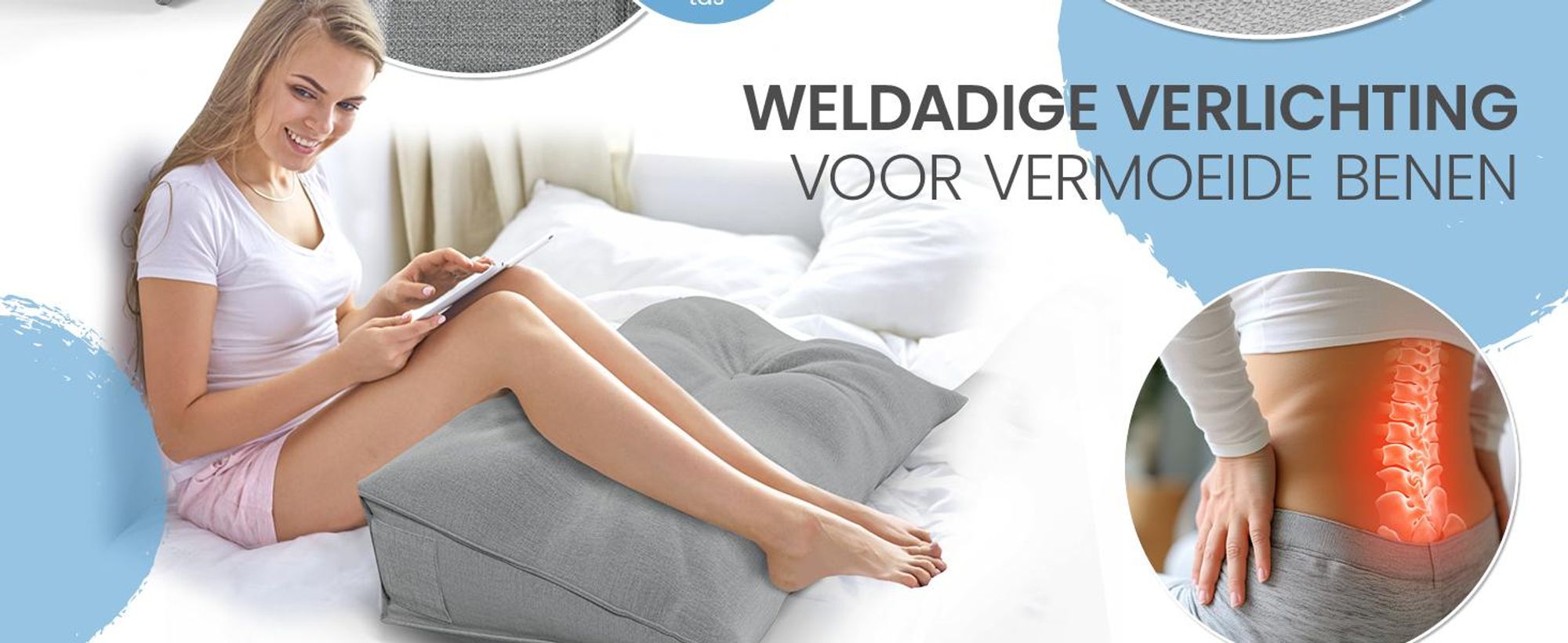 ELONEO rugkussen, 90 cm breed, geschikt als keilkussen voor bed en bank, driehoekig leeskussen, kussen met afneembare en wasbare hoes