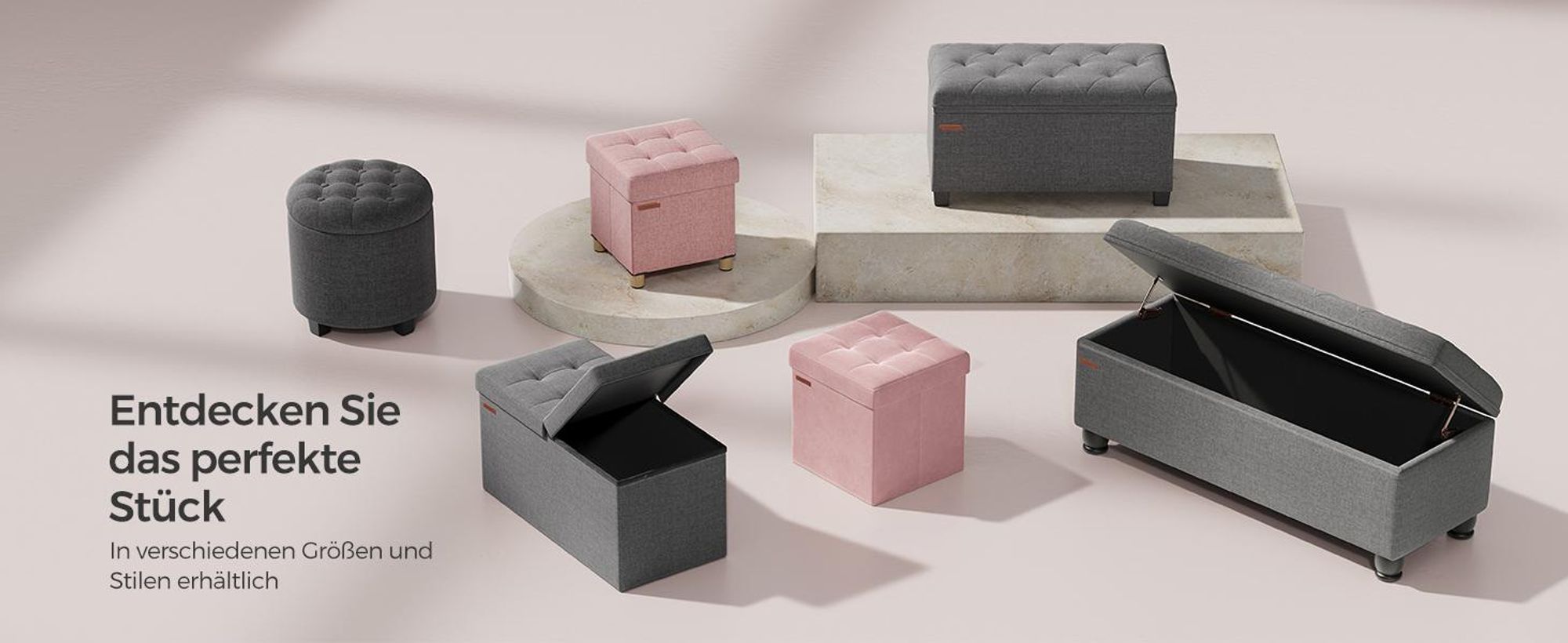 SONGMICS Sitzbank mit Stauraum, klappbare Sitztruhe, Fußbank, 38 x 38 x 38 cm, bis 300 kg belastbar, Pastellrosa
