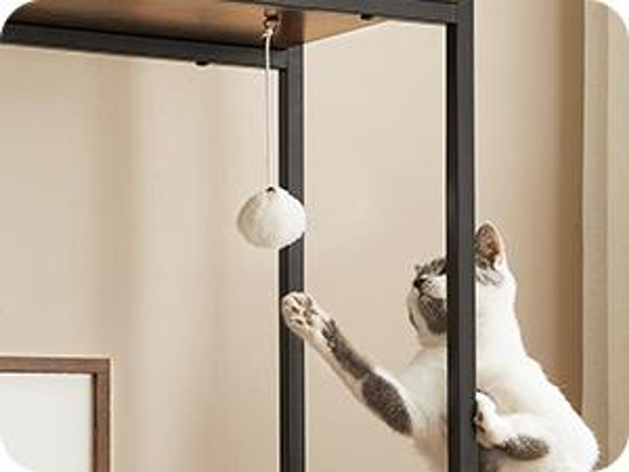FEANDREA Kratzbaum, Katzenbaum,2-in-1-Möbel,große obere Ablagefläche,Kissen