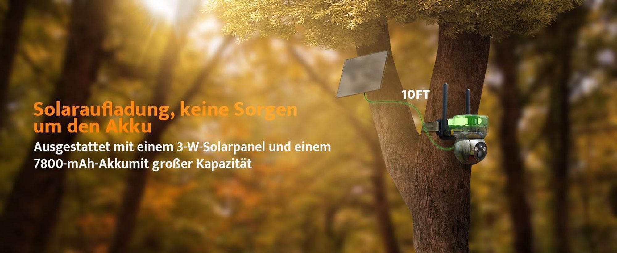4G LTE Solar Wildkamera 2K 360° PTZ mit Handyübertragung App SIM Karte 32GB Speicherkarte Bewegungsmelder Nachtsicht Wildtierkamera