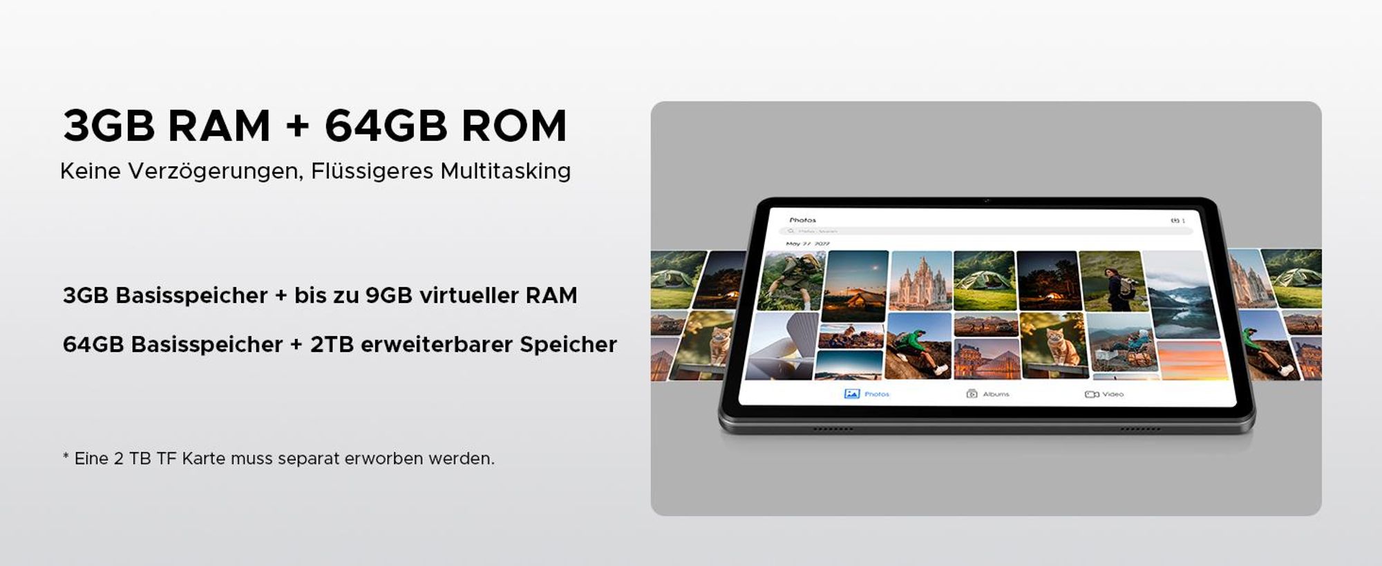 DOOGEE TAB A9 - Tablet,Android 16, 10,1 Zoll, 12(3+9)GB RAM+64GB(bis 2TB erweiterbar), WiFi 5,Doppellautsprecher