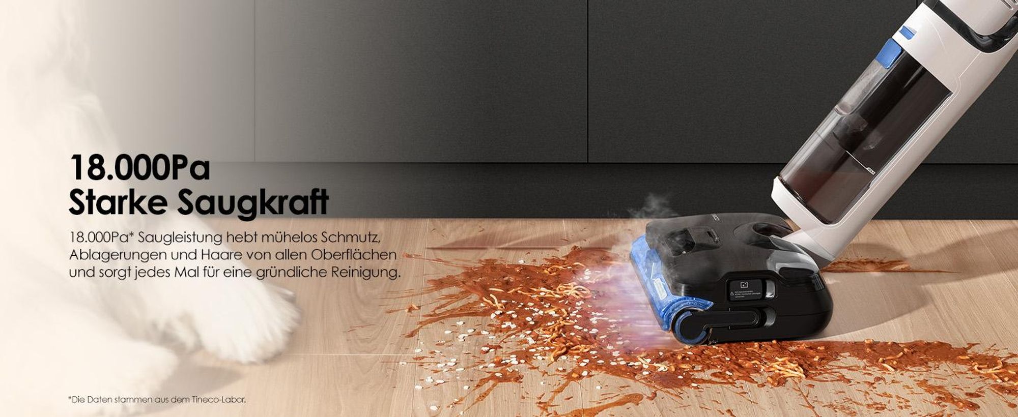 Tineco FLOOR ONE S6 Stretch Steam Nass Trockensauger mit Kabel, 160℃ Dampfreiniger, BoostSteam, 180°Lay-Flat, Anti-Tangle, FlashDry Selbstreinigung