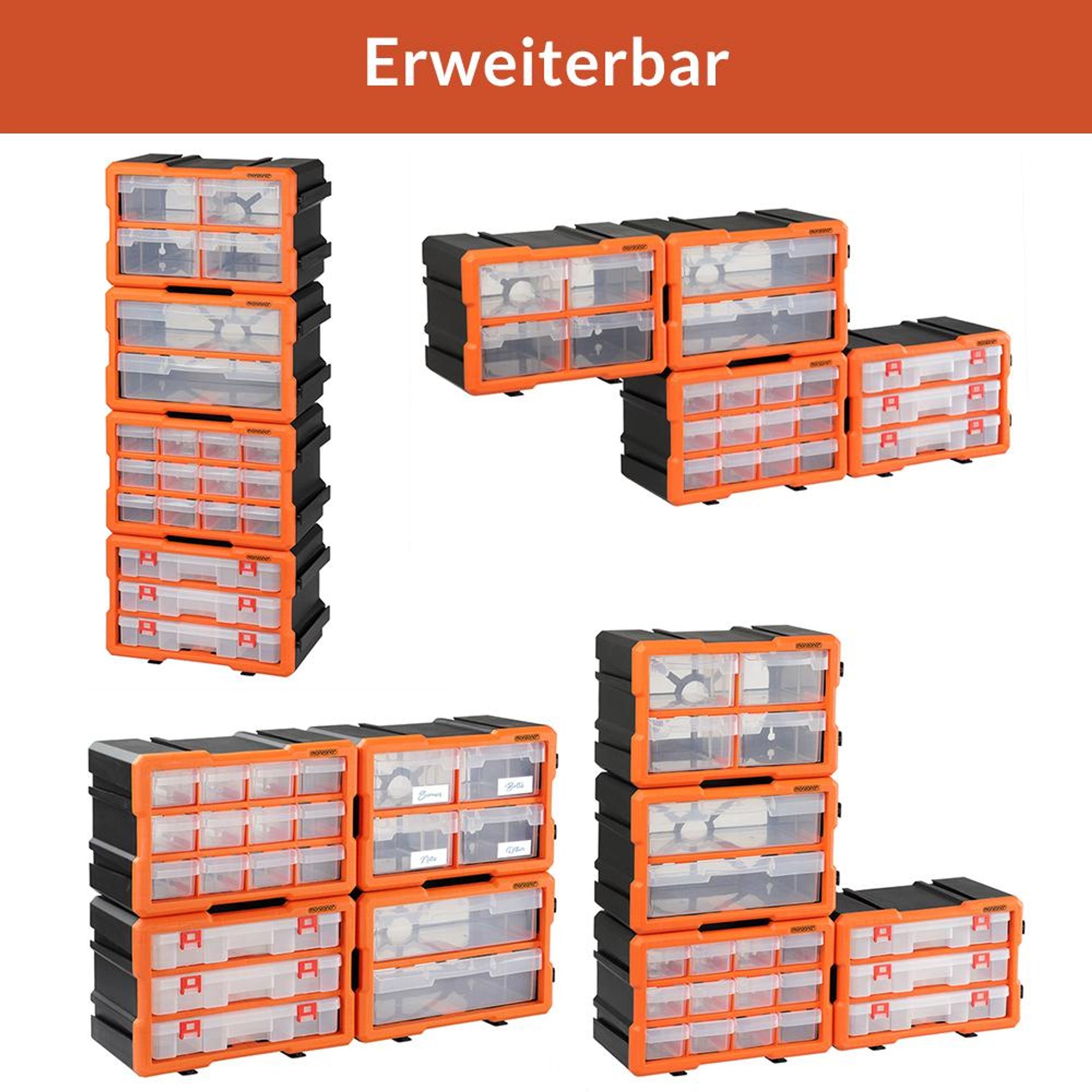 MONZANA® Kleinteilemagazin Sortimentskasten erweiterbar 24 Fächer Sortierbox für Kleinteile Aufbewahrungsbox Werkstatt
