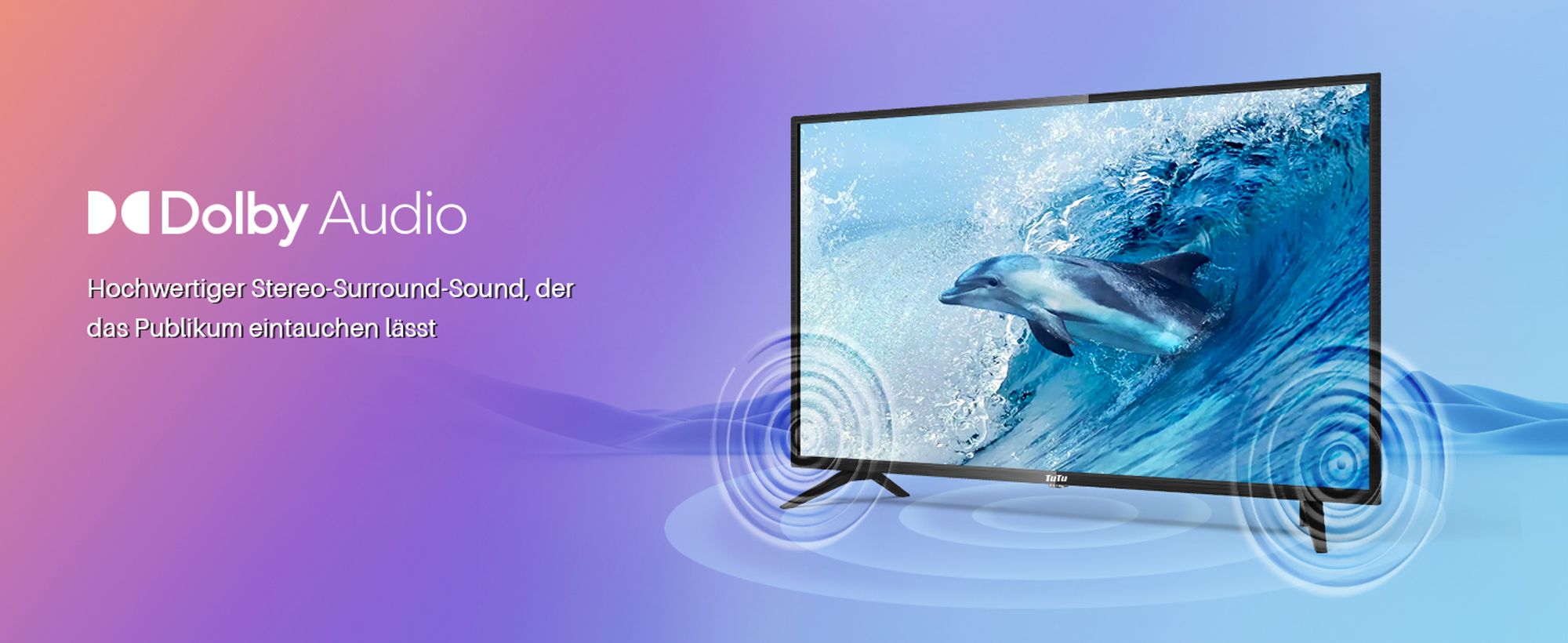 TuTu Standard TV - LED Full HD - 42 Zoll/108 cm - Randlos Design - Tripple Tuner DVB-T/T2/S/S2/C - HDMI x2, USB x1, CI+ - Montiert in Eindhoven, Niederlande - TUB42FD1N