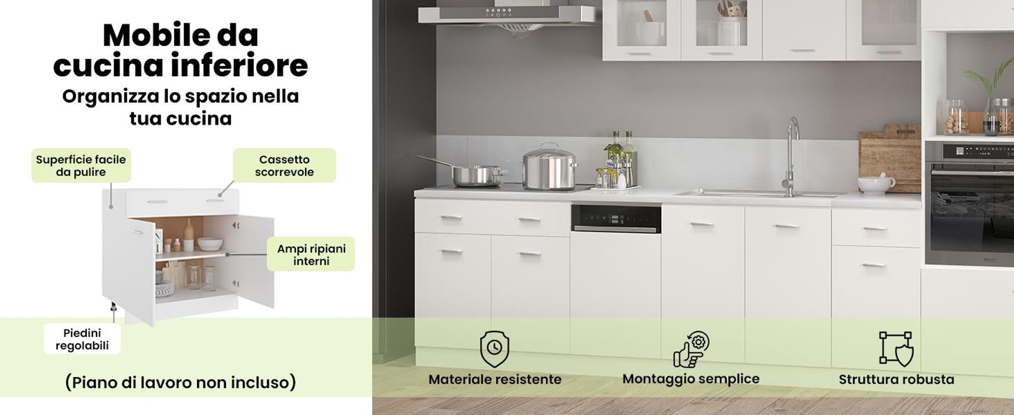 vidaXL Mobile basso con cassetti Lyon Bianco 80x46x81,5 cm in materiale derivato dal legno