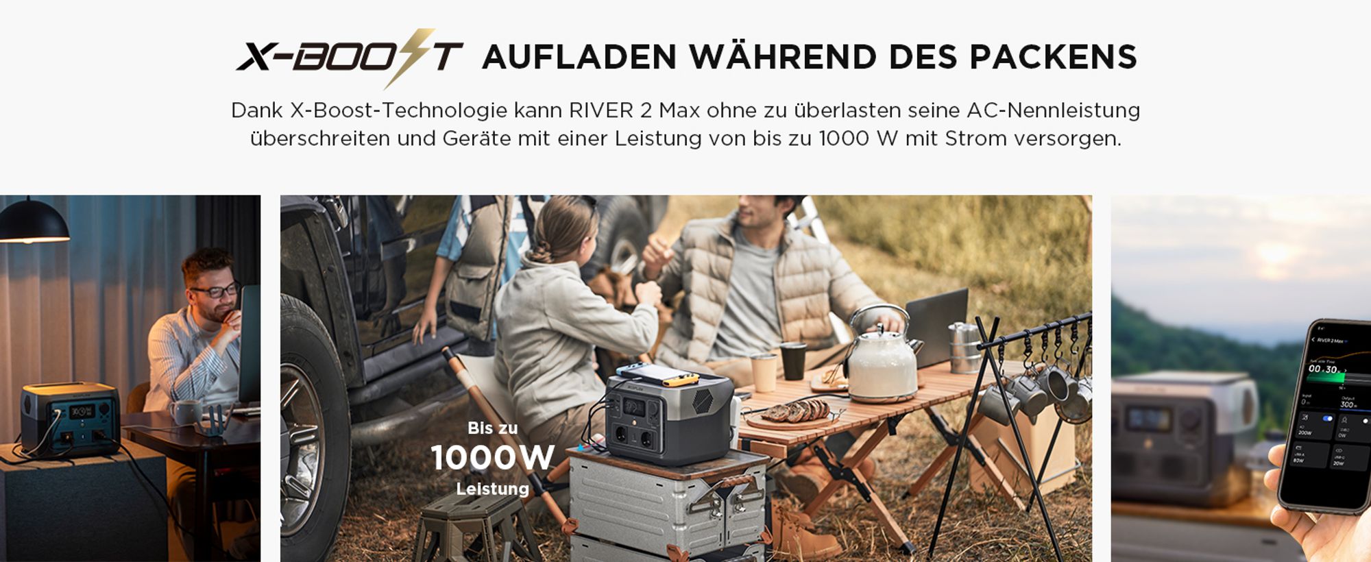 EF ECOFLOW Tragbare Powerstation RIVER 2 MAX, 512Wh Solargenerator(Generalüberholt)