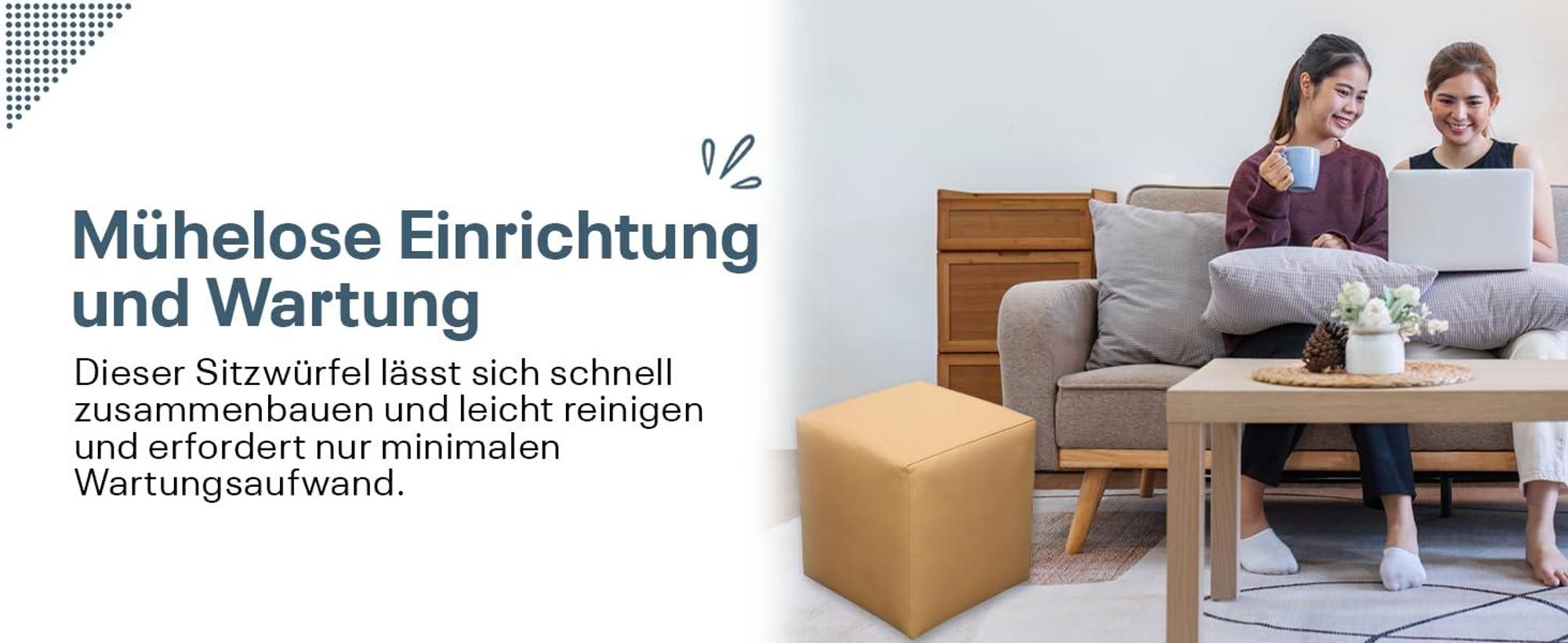 Sitzhocker Sitzwürfel | Bodenkissen Hocker | Sitzwürfel Kunstleder | Fußhocker Wohnzimmer | Sitzwürfel 40x40x40 | Sitzwürfel Holzwerkstoff (Grau)