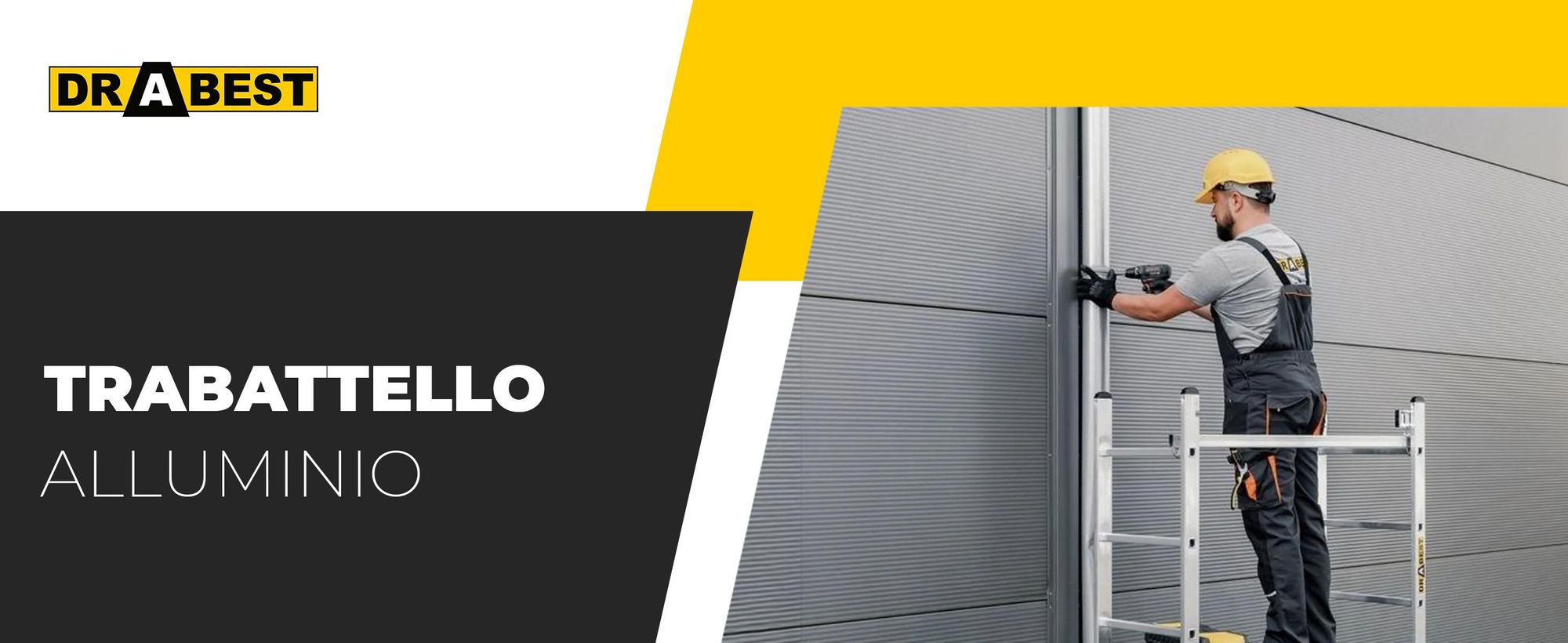Drabest | Scala multiuso + ponteggio BASIC - ponteggio a scala 2x7, capacità di carico della piattaforma: 150 kg, dimensioni della piattaforma: 33x114
