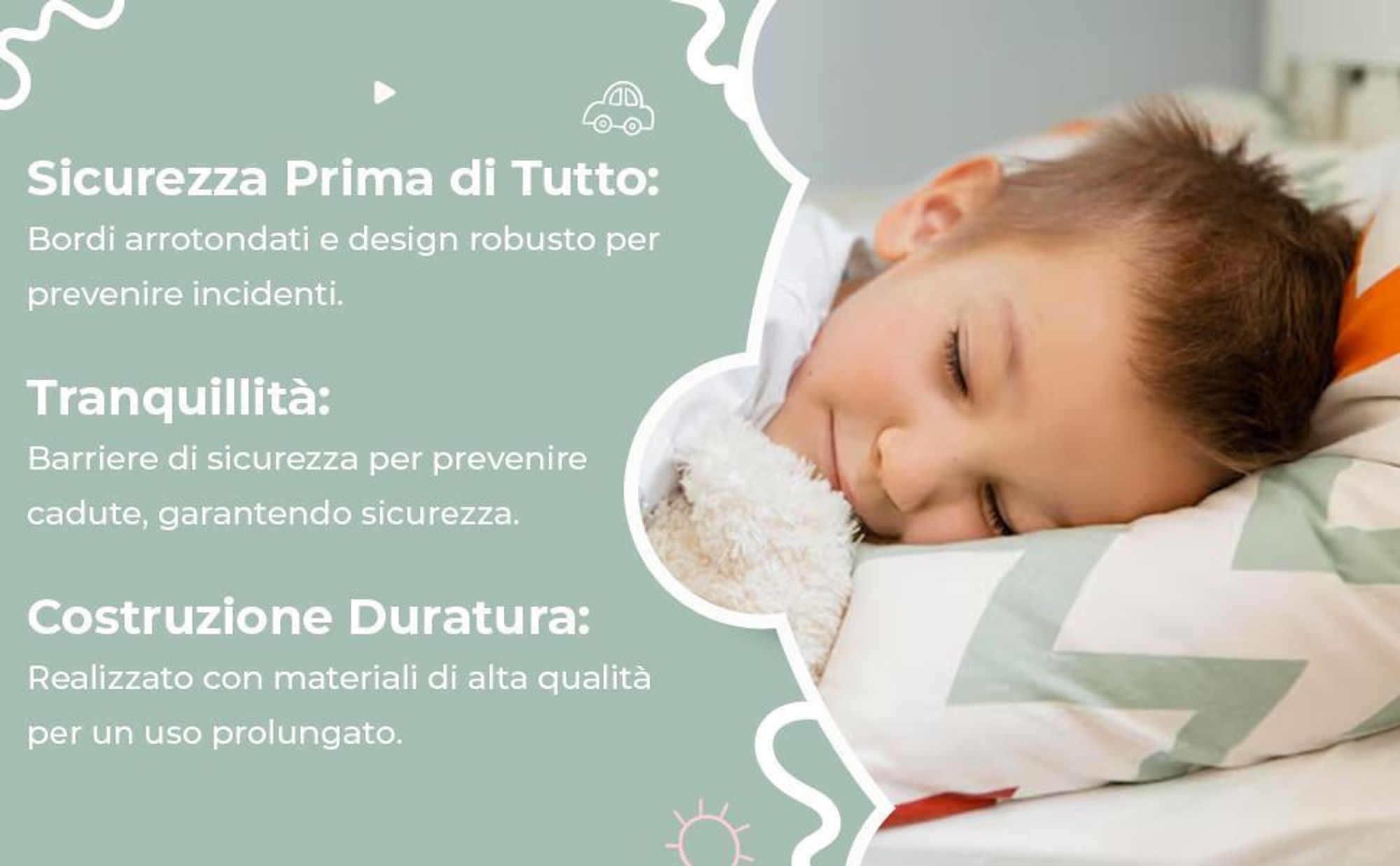 Letto per bambini 90 x 200 cm  in pino massiccio con protezione anticaduta e rete a doghe, letto Montessori in bianco naturale