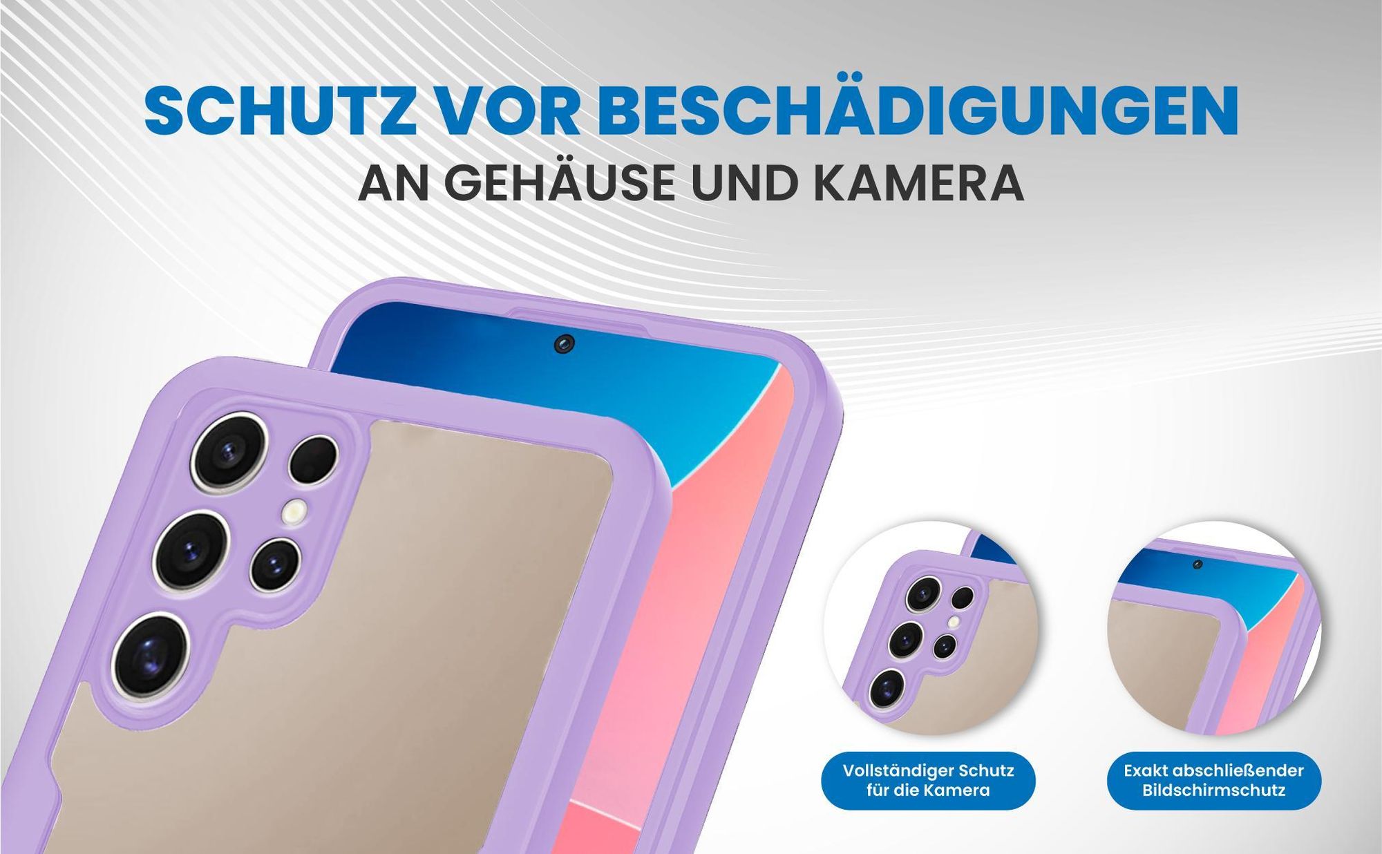 Violette 360 Grad Handyhülle für Samsung Galaxy S24 Ultra Front und Backcover