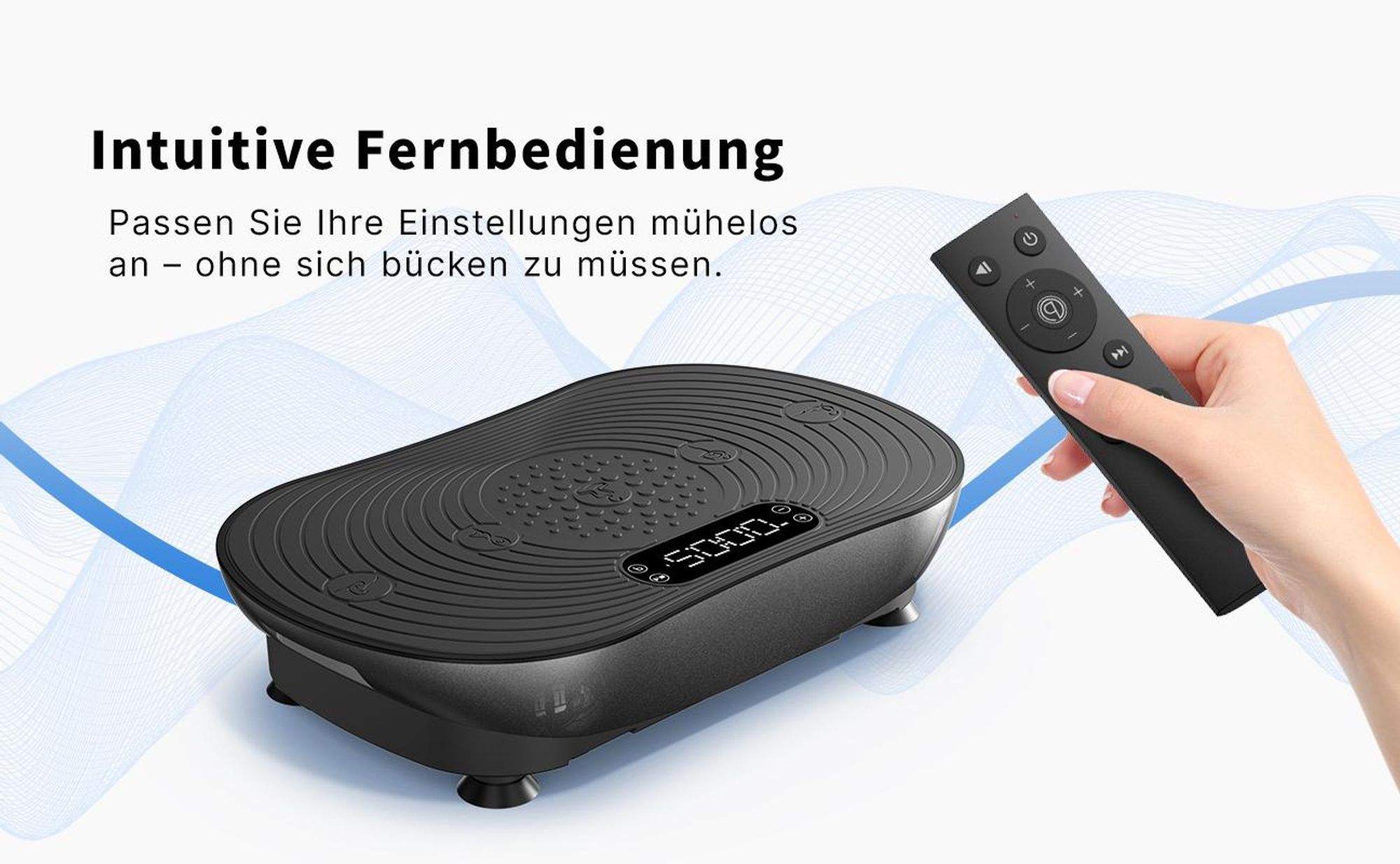 Vibrationsplatte, leise und Kompakte Vibrationsplatte mit LED-Display, mit Fernbedienung, für Ganzkörpertraining zu Hause, bis 158 kg