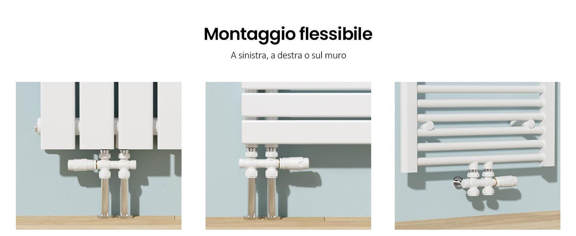S'AFIELINA Set multiblock per raccordo radiatore, bianco (2 pz) Valvola di blocco rubinetto termostatico Accessori per il riscaldamento Forma angolare e rettilinea