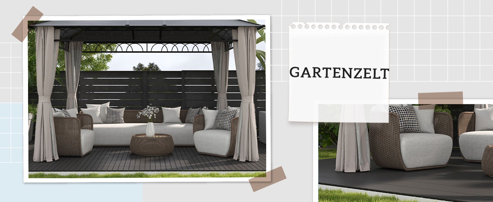 Outsunny 9 er Set Terassenfliesen Balkon Patio 30 x 30 cm Kunststoff Dunkelgrau