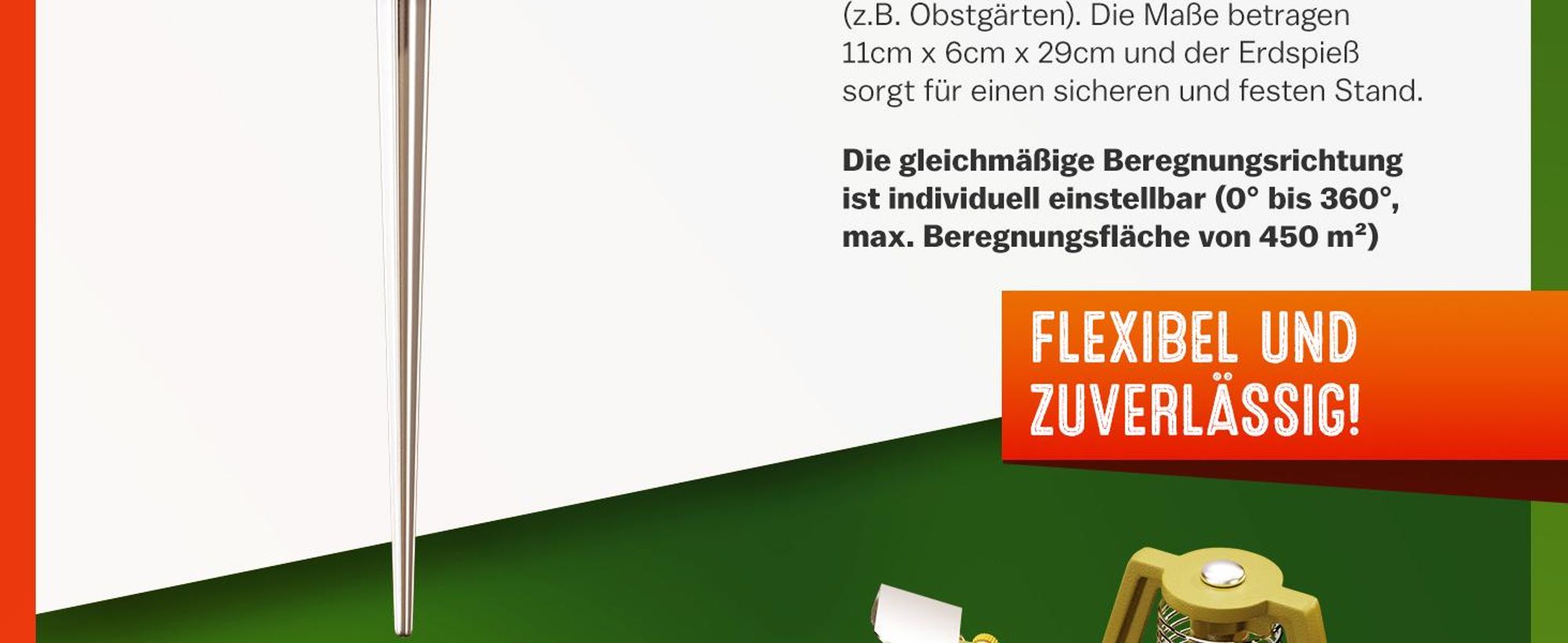GARDEBRUK® Sprinkler Erdspieß Sprengweite bis 24m Garten Impulsregner Rasensprenger Sektorenregner Gartenbewässerung Wassersprinkler Bewässerungssystem Kreisregner