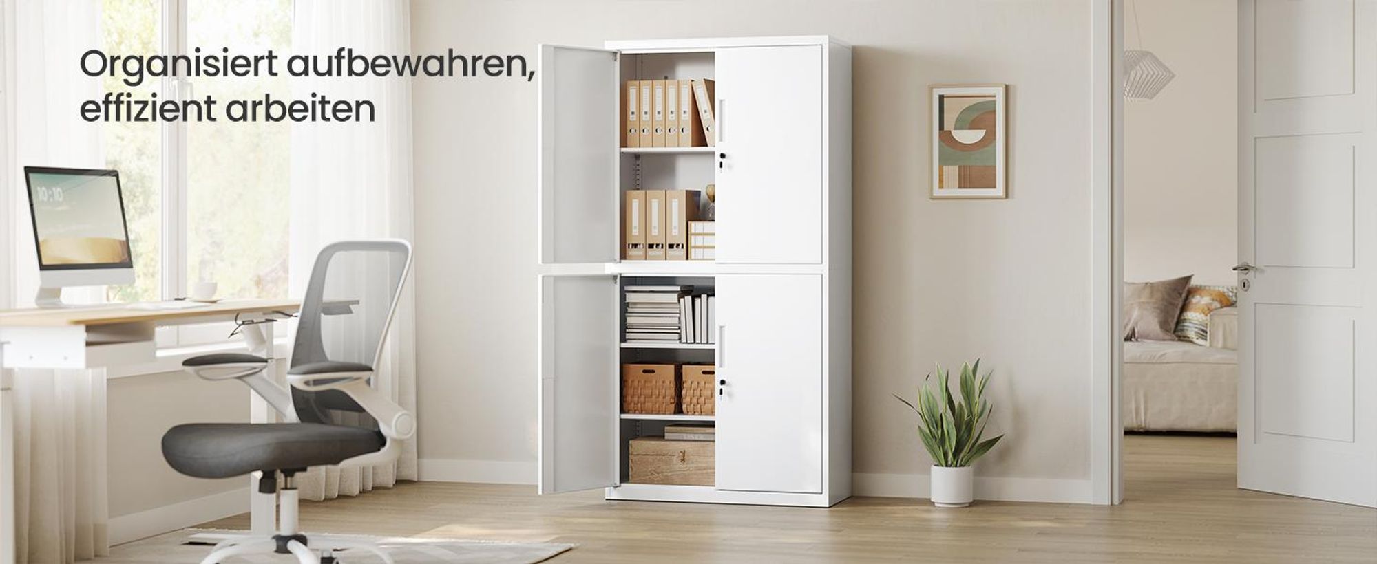 SONGMICS Aktenschrank, Mehrzweckschrank, Büroschrank, 40 x 80 x 180 cm, verstellbare Ablagen