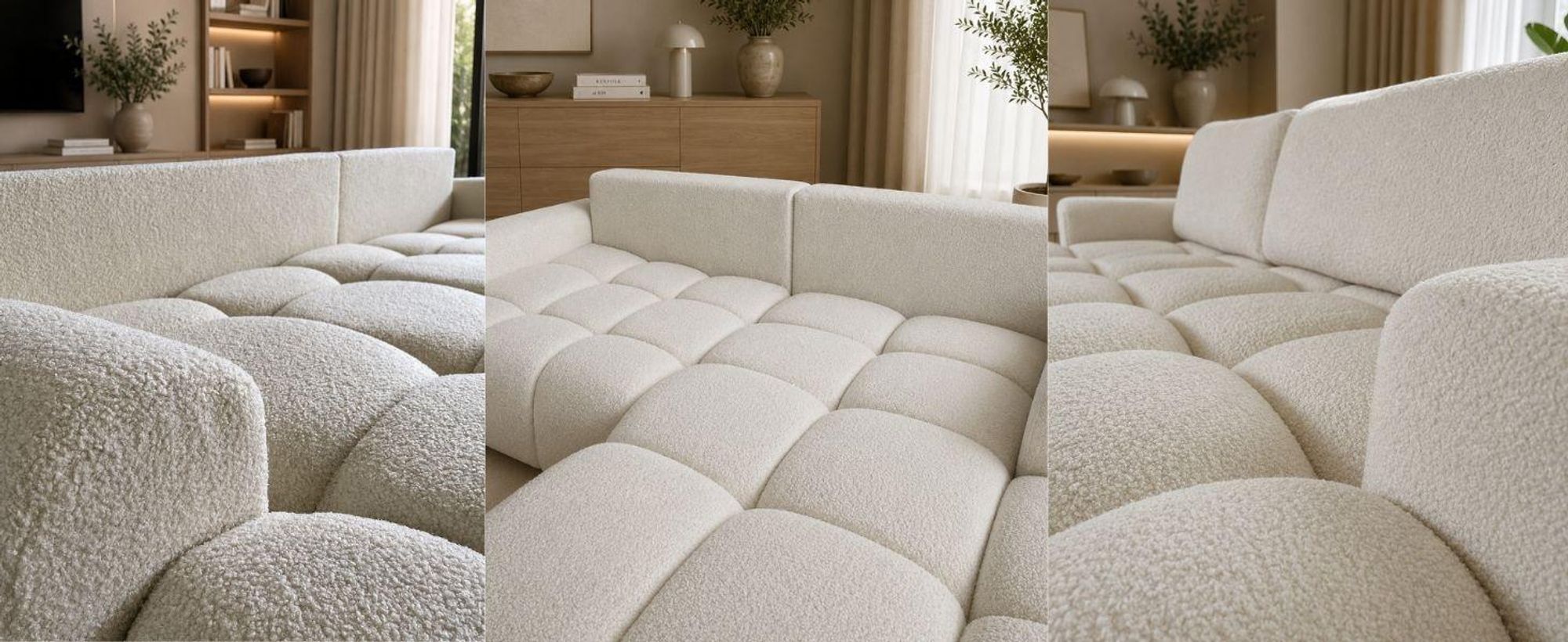 MORELLO Cloud Ecksofa Bouclé mit DL-Mechanismus, Schlaffunktion 140 x 210 cm und Bettkasten, Rechts – Monte 11