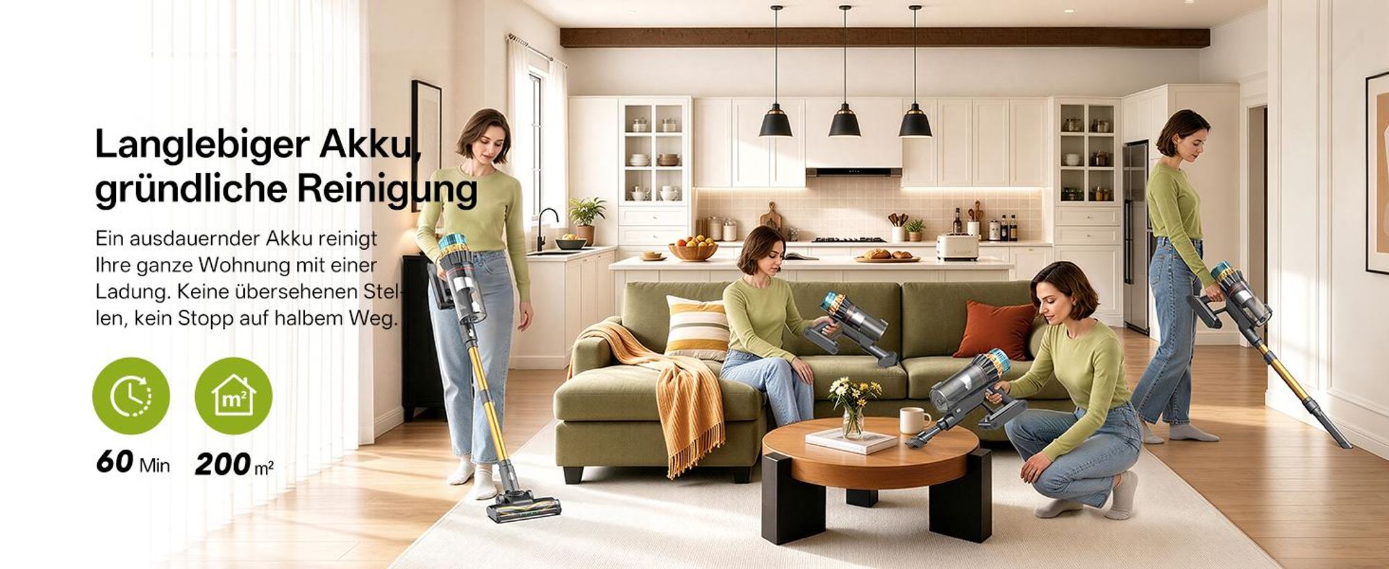 Vactidy V14 Pro Akku-Hand-und Stielstaubsauger, 80000 PA/ 600W/ 60Min, LED-Display, 6-stufiges Filtersystem