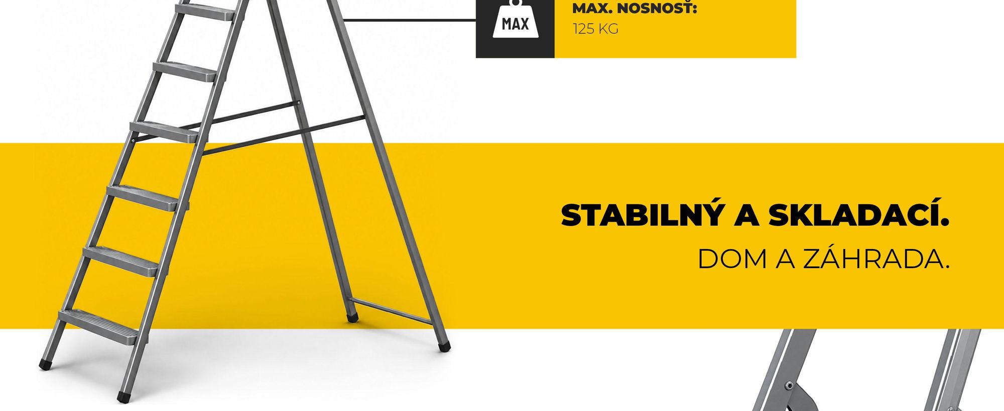 DRABEST | oceľový rebrík, rebrík pre domácnosť, rebrík 7 stupňov, skladací rebrík, oceľový, univerzálny, do 125 kg