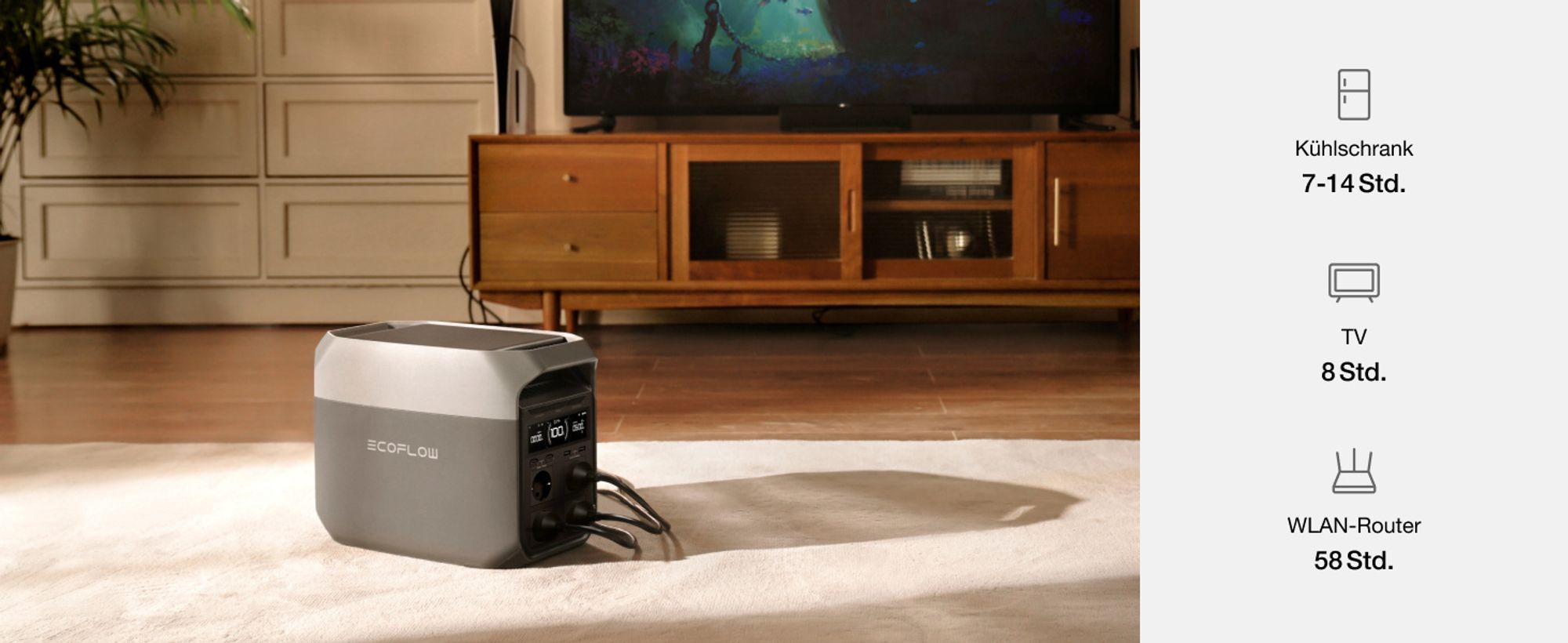 EF ECOFLOW DELTA 3 Tragbare Powerstation, 1 024 Wh Solargenerator, LiFePO4-Batterie, Schnellladung von 0-70% in 30 Min., erweiterbar auf 5 kWh