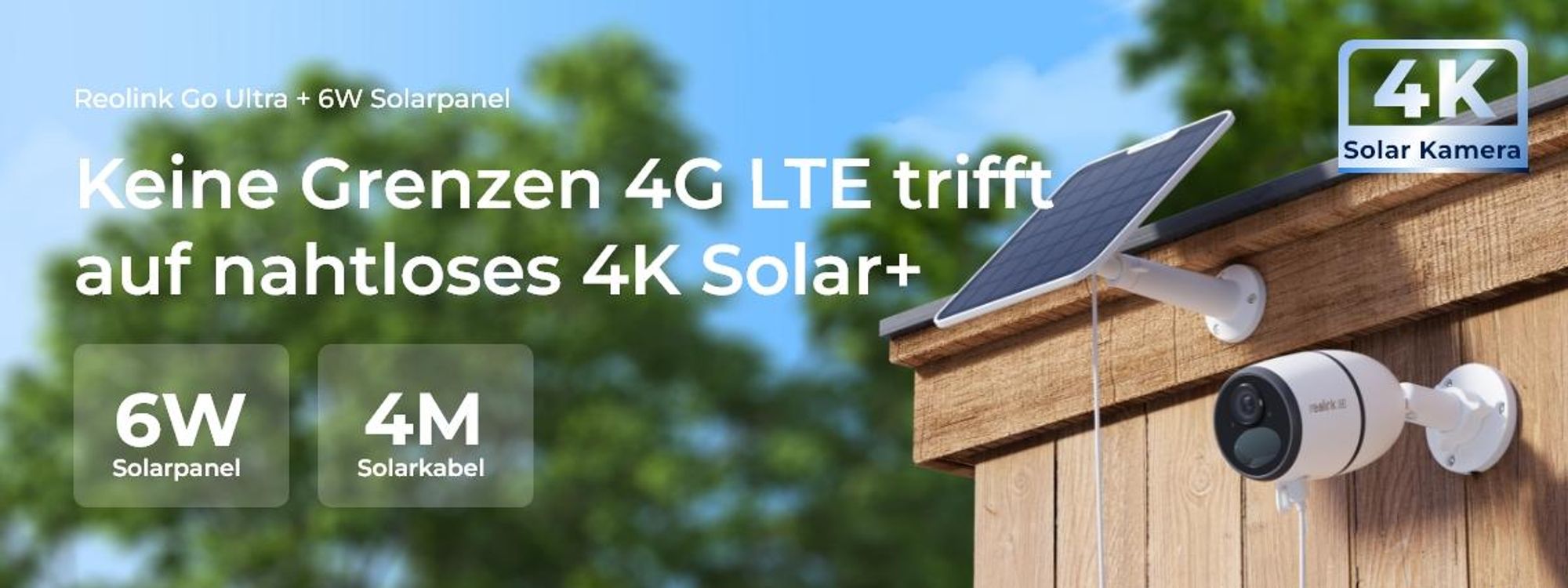 Reolink Go Ultra+Solarpanel, 4K 8MP Akku 4G LTE Überwachungskamera, Personen-/Fahrzeug-/Tiererkennung, Nachtsicht, 2-Wege-Audio, IP65, mit SIM Karte