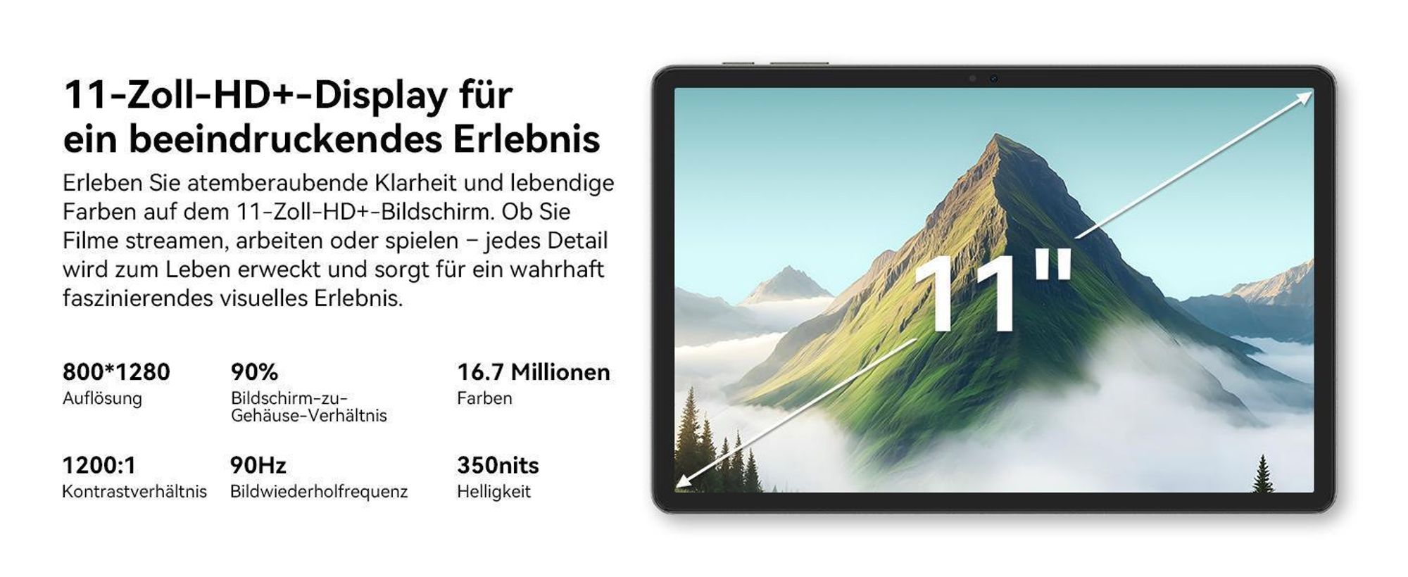 TABWEE Tab50 Tablet Inkl. Schutzhülle und English Tastatur, Android 16 und Gemini-KI, 11', 5G wifi, 24GB(6+18)RAM+128GB, 8000mAh Reverse Charging