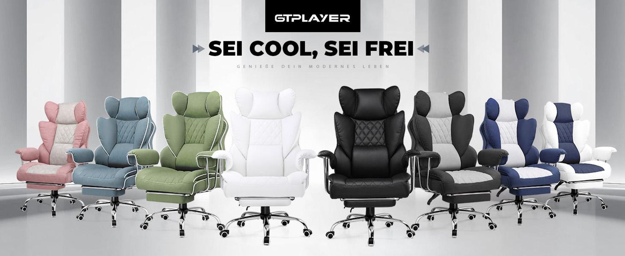 GTPLAYER Gaming Stuhl, Gamer Stuhl, Ergonomischer Bürostuhl mit Fußstütze verstellbare Lenden und Kopfkissen, Gaming Chair Gepolstert, Gaming Sessel