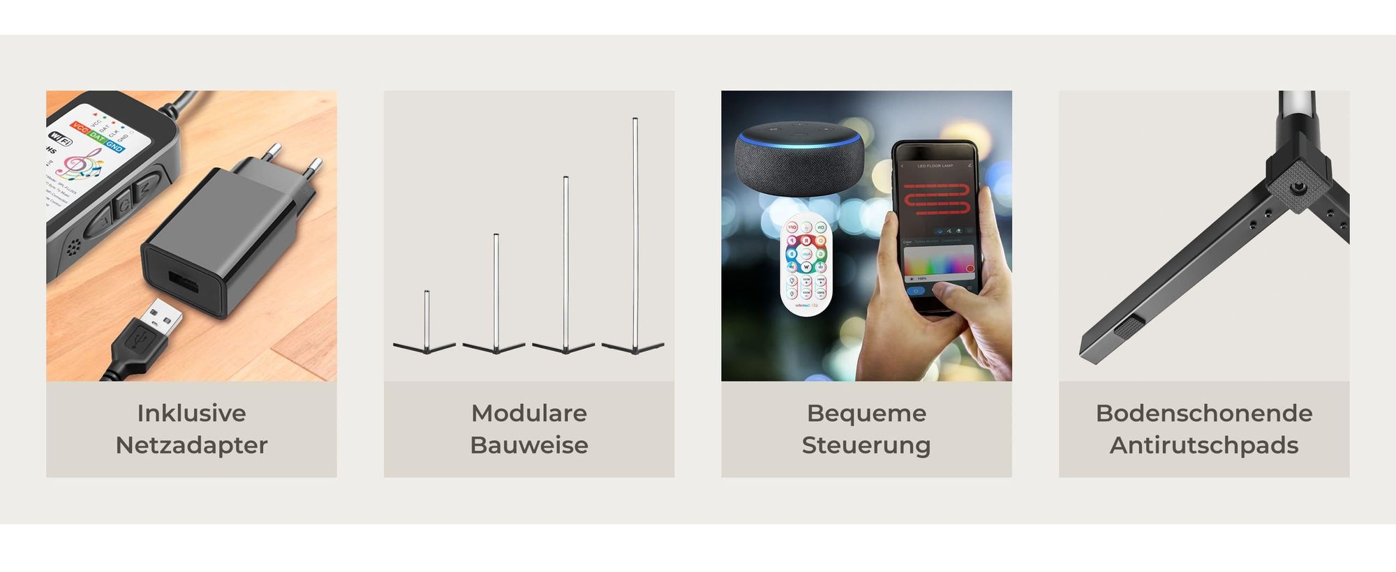 LED-Stehlampe Spectra 16 Millionen Farben, über 200 Lichteffekte Innovativer Musik-Aktivierungsmodus