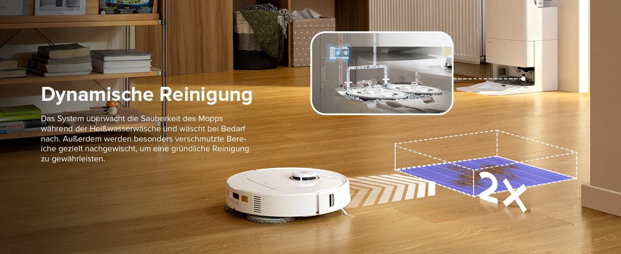 Roborock Qrevo Pro Saugroboter, 60°C-Heißwasser-Moppwäsche, FlexiArm Kantenreinigung, Hebarer Mopp, Teppichstrategie (Upgrade von Qrevo S ) Weiß