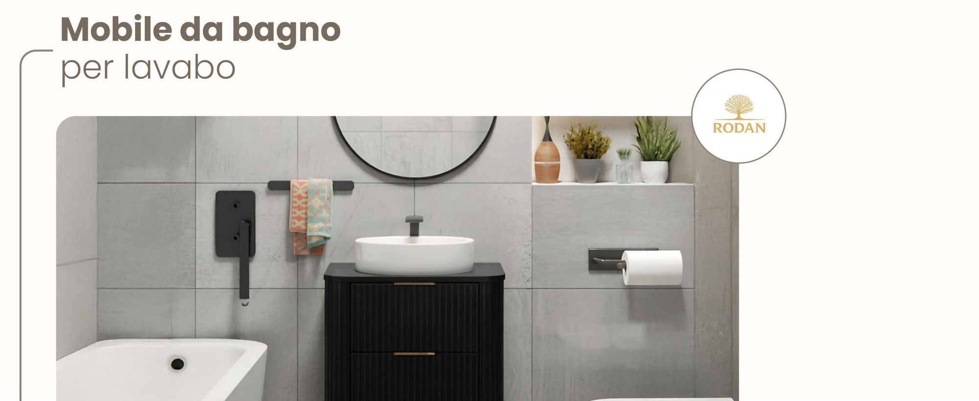 Mobile da bagno - 60 CM - Nero opaco - MDF - 2 cassetti